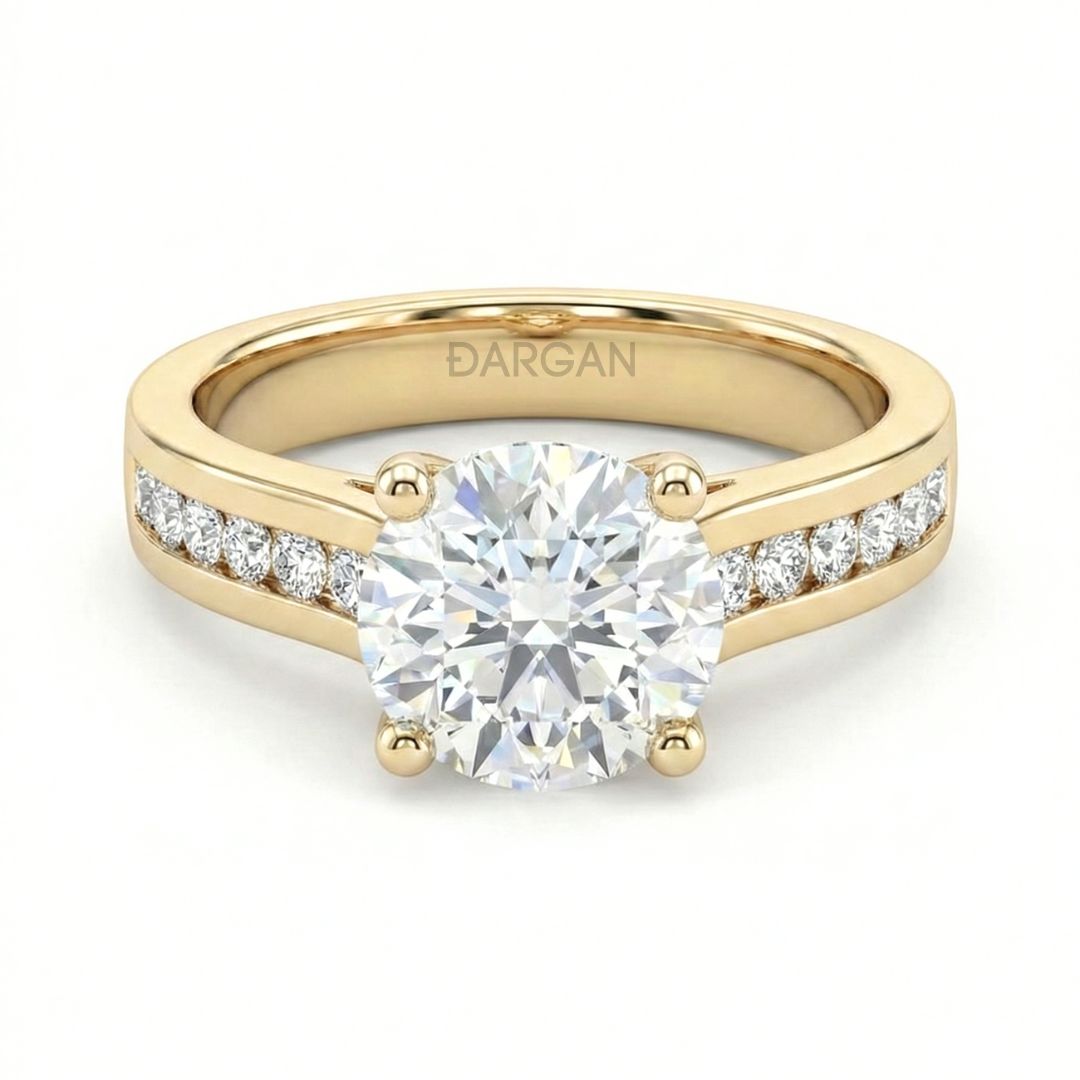 2-3 Carat Round Solitaire Channel Setting Engagement Ring | 18K White, Yellow & Rose Gold | IGI Certified