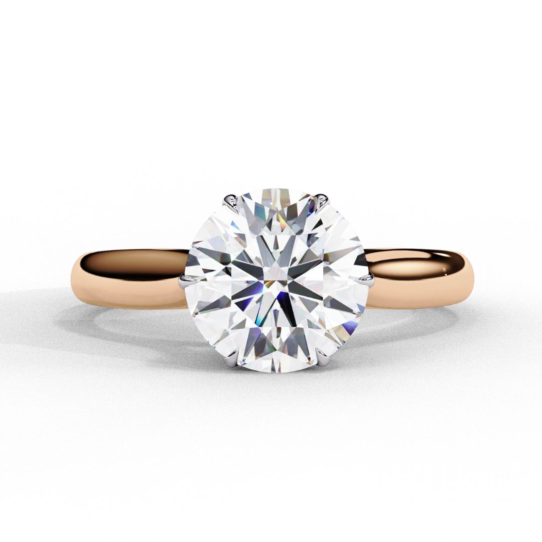 1–5 Carat Round Brilliant Lab Grown Diamond Solitaire Ring in 18K Gold