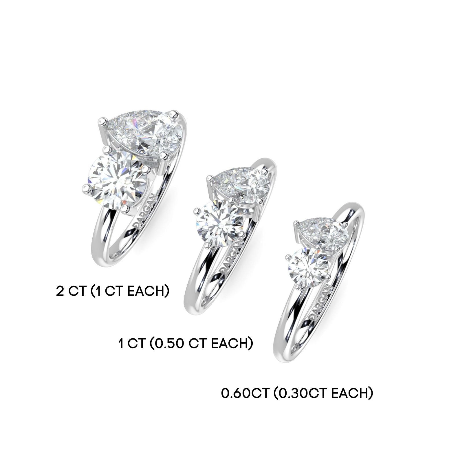 Round and Pear Toi et Moi Lab-Grown Diamond Solitaire Ring in 18K Gold