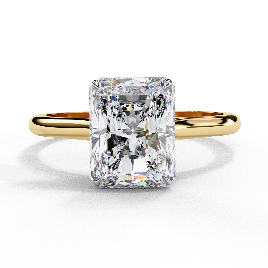 1–5 Carat Radiant Cut Lab Grown Diamond Ring in 18K Gold | 4-Prong Custom Solitaire