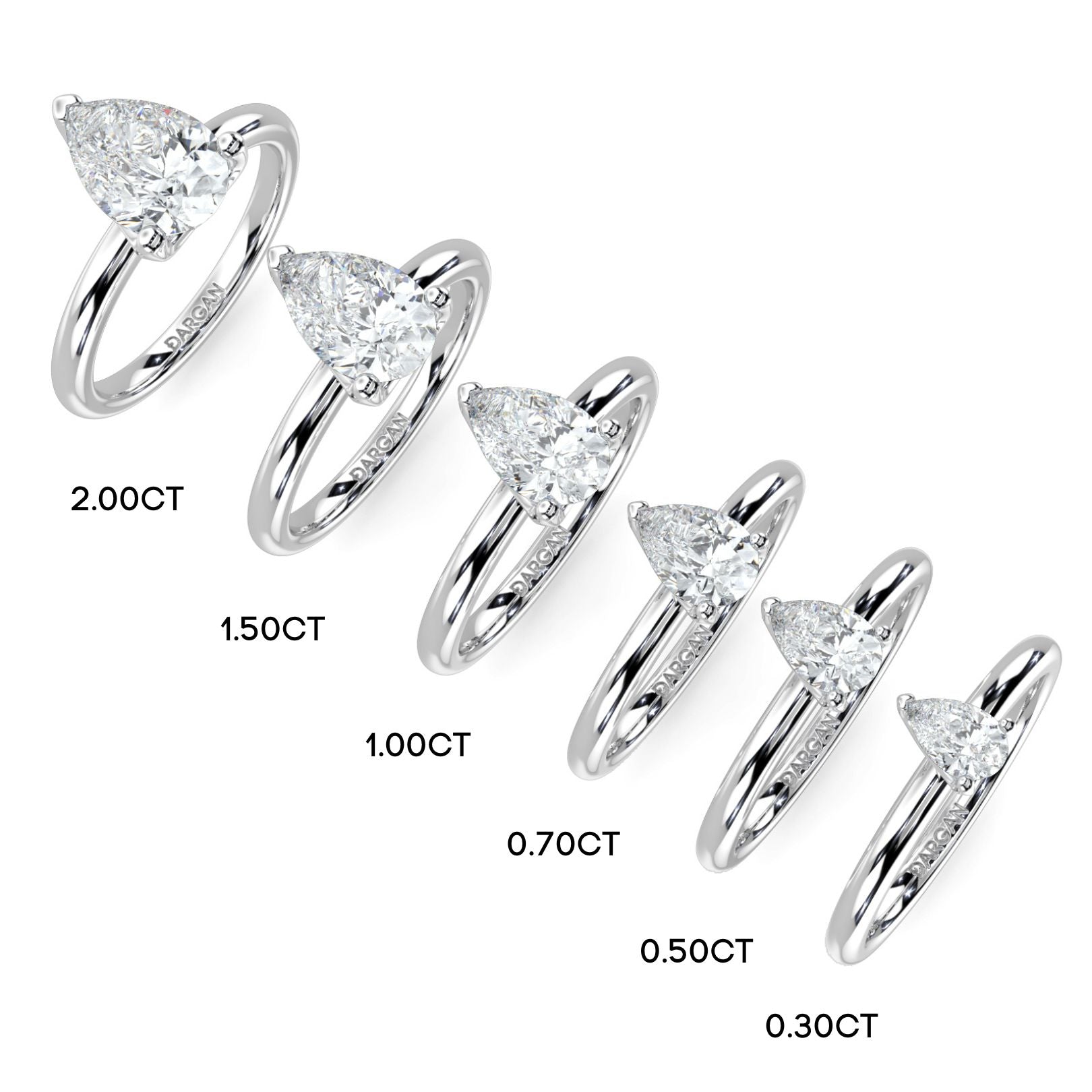 1–3 Carat Pear Cut Lab Grown Diamond Solitaire Ring | Elegant 3-Prong Setting | IGI Certified | 18K White, Yellow & Rose Gold