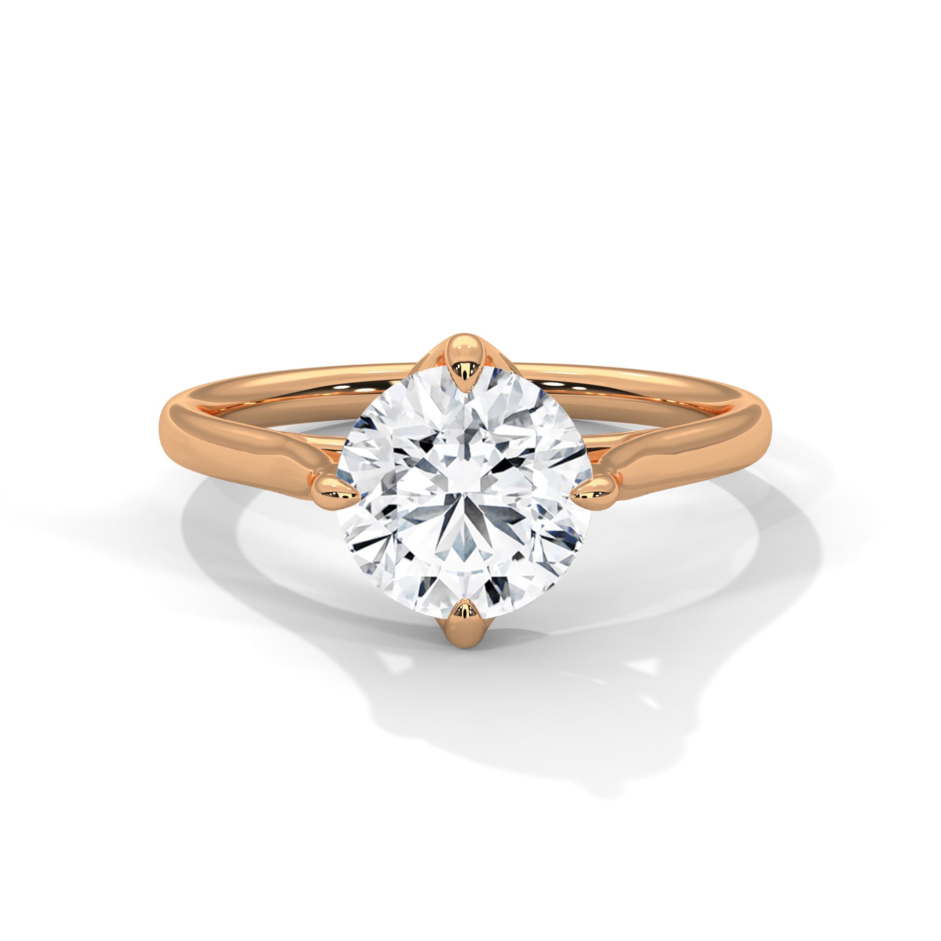 1–3 Carat Round Lab Grown Diamond Solitaire Ring – Tulip Prong Setting in 18K White, Yellow or Rose Gold