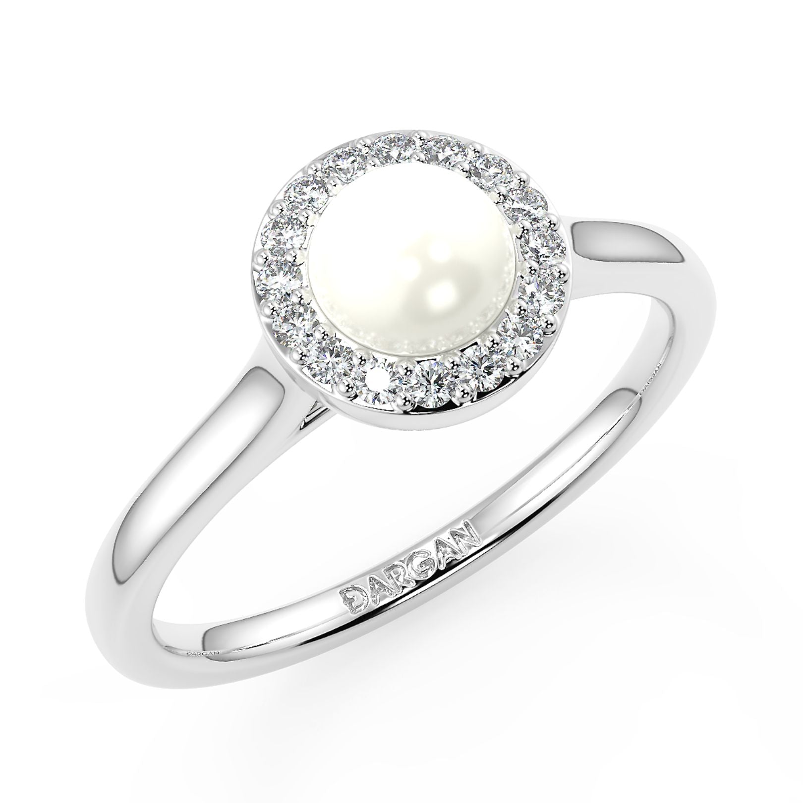 5mm Pearl & Lab-Grown Diamond Halo Ring in 18K White, Yellow & Rose Gold