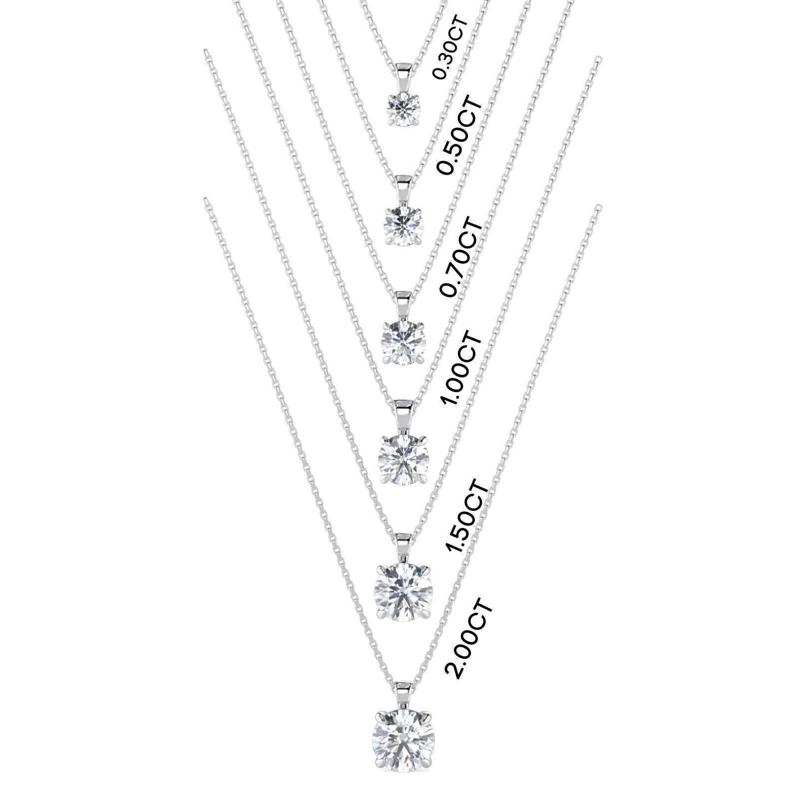 Round Cut Lab-Grown Diamond Pendant Solitaire Necklace with Chain | 18K Gold | 0.50–3 Carats