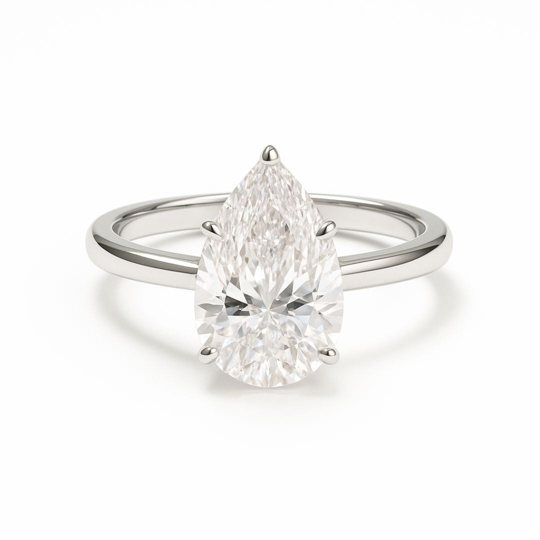 3 Carat Pear-Cut Lab Grown Diamond Solitaire Ring - 5 Prongs