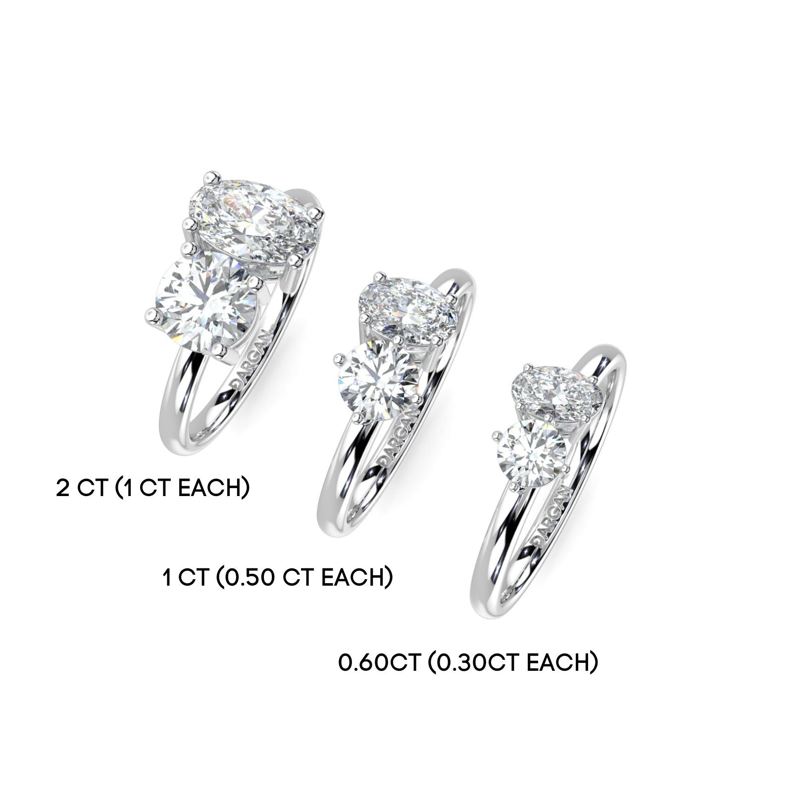 Round and Oval Toi et Moi Lab-Grown Diamond Solitaire Ring in 18K Gold