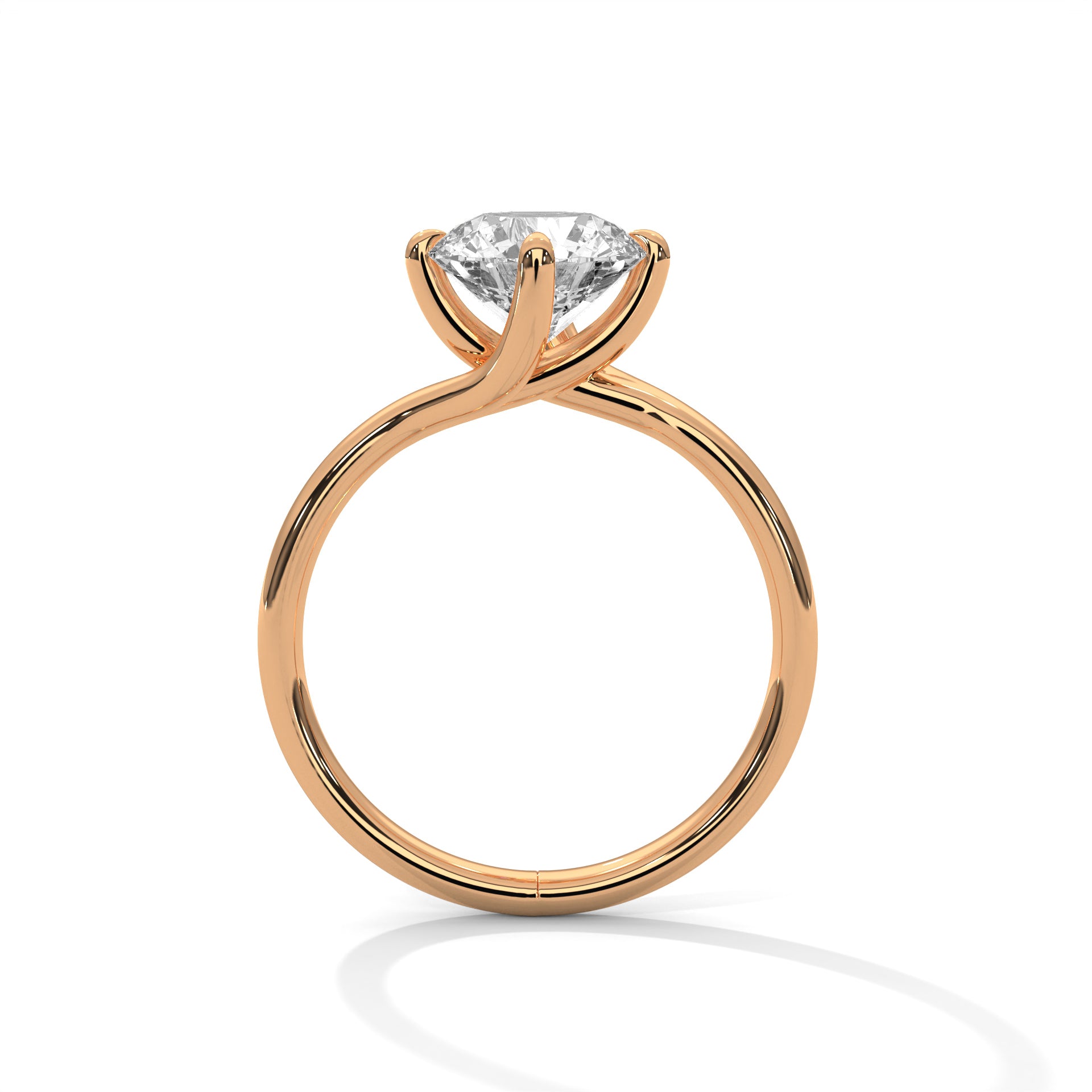1–3 Carat Round Lab Grown Diamond Solitaire Twist Ring – 18K White, Yellow or Rose Gold