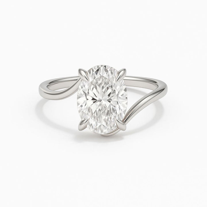 3 Carat Oval Cut Lab Grown Diamond Ring – Custom 18K Gold Solitaire with Optional Pavé Band