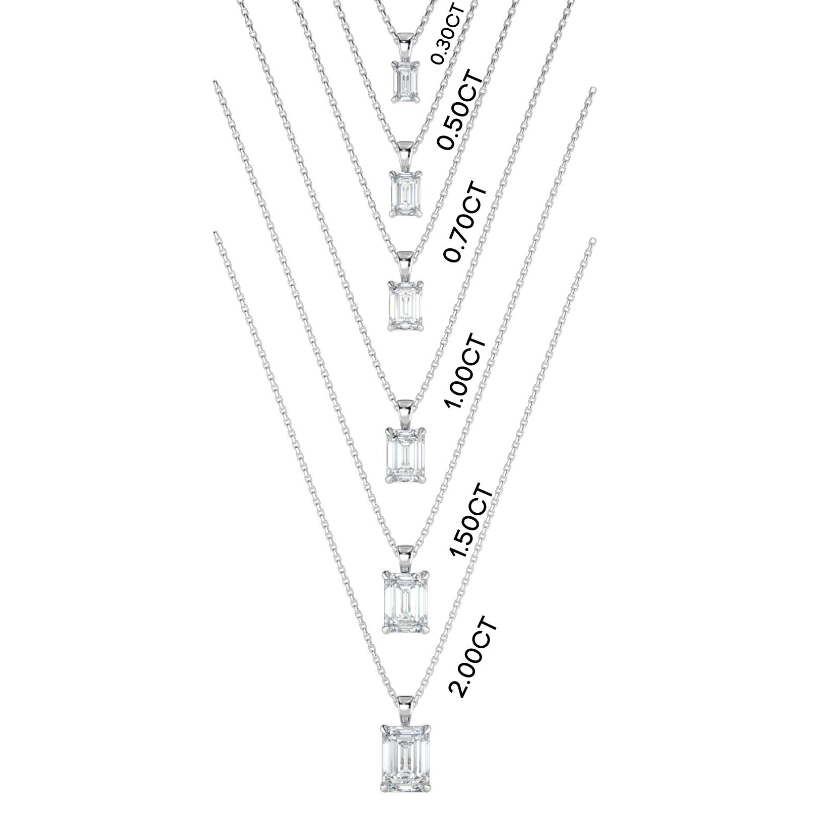Emerald Cut Lab-Grown Diamond Solitaire Pendant Necklace with Chain | 18K Gold | 0.50–3 Carats
