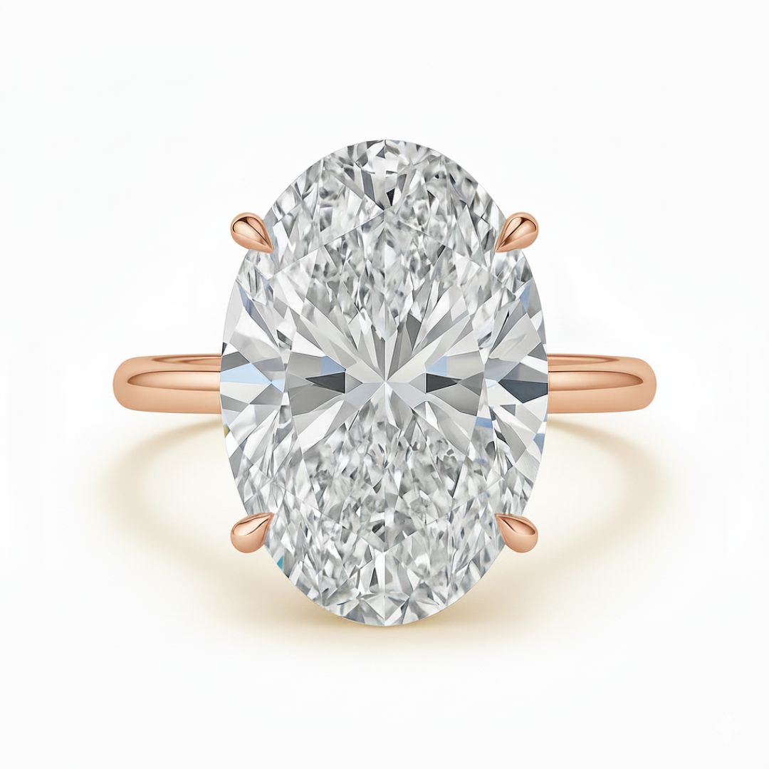 10 Carat Oval Lab Grown Diamond Solitaire Ring | Classic Four-Prong Setting | IGI Certified | 18K White Gold