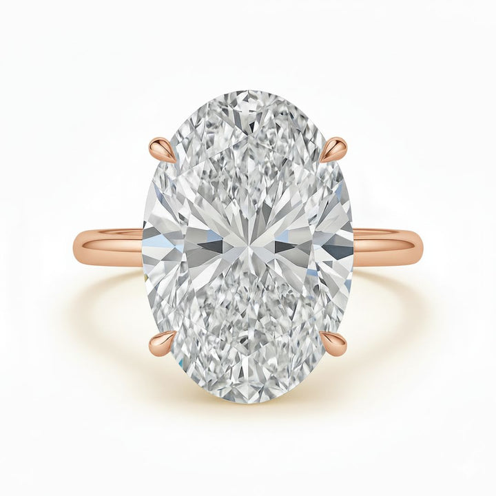 10 Carat Oval Lab Grown Diamond Solitaire Ring | Classic Four-Prong Setting | IGI Certified | 18K White Gold