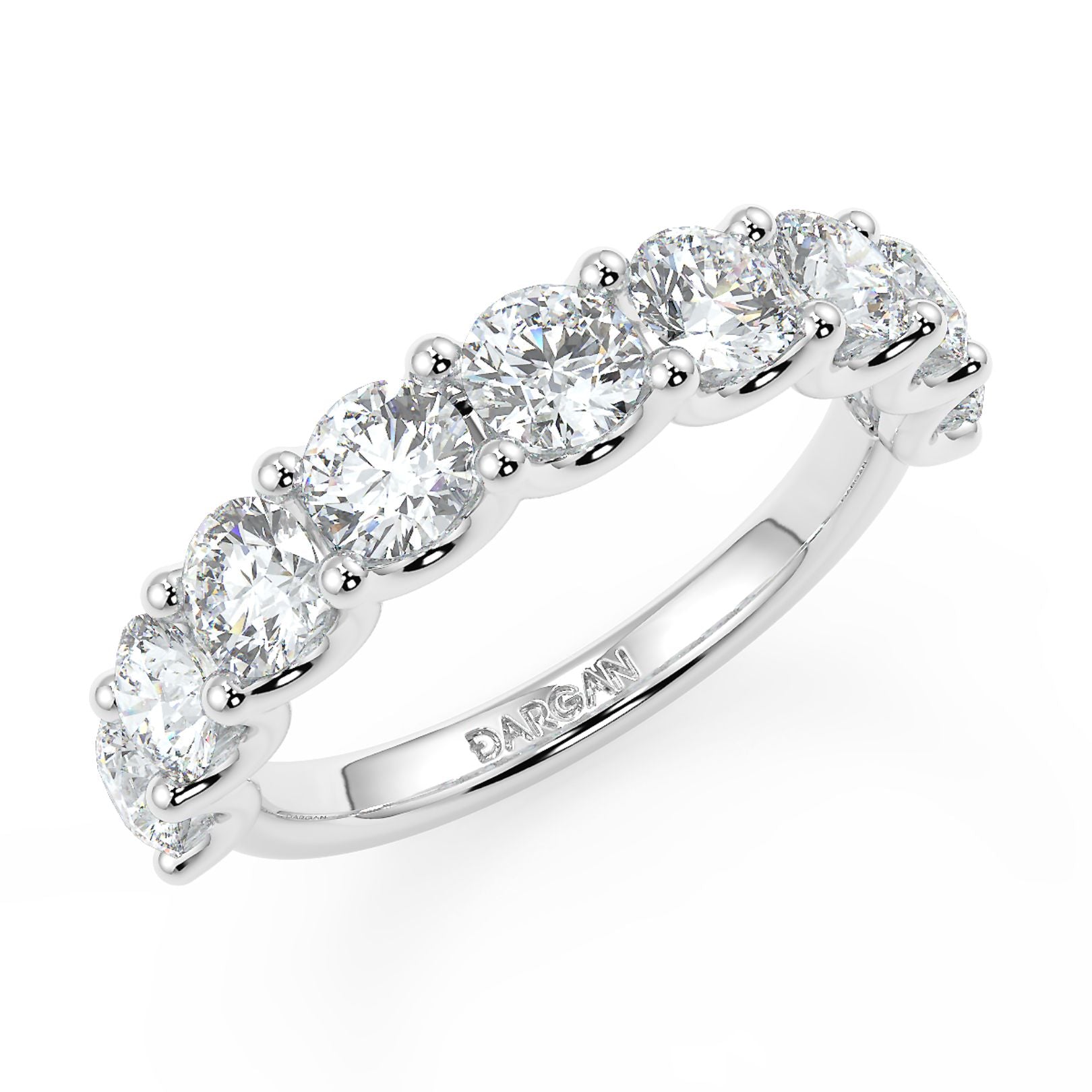 Half-Eternity 15-Pointer Round Lab-Grown Diamond Ring in 18K White, Yellow & Rose Gold