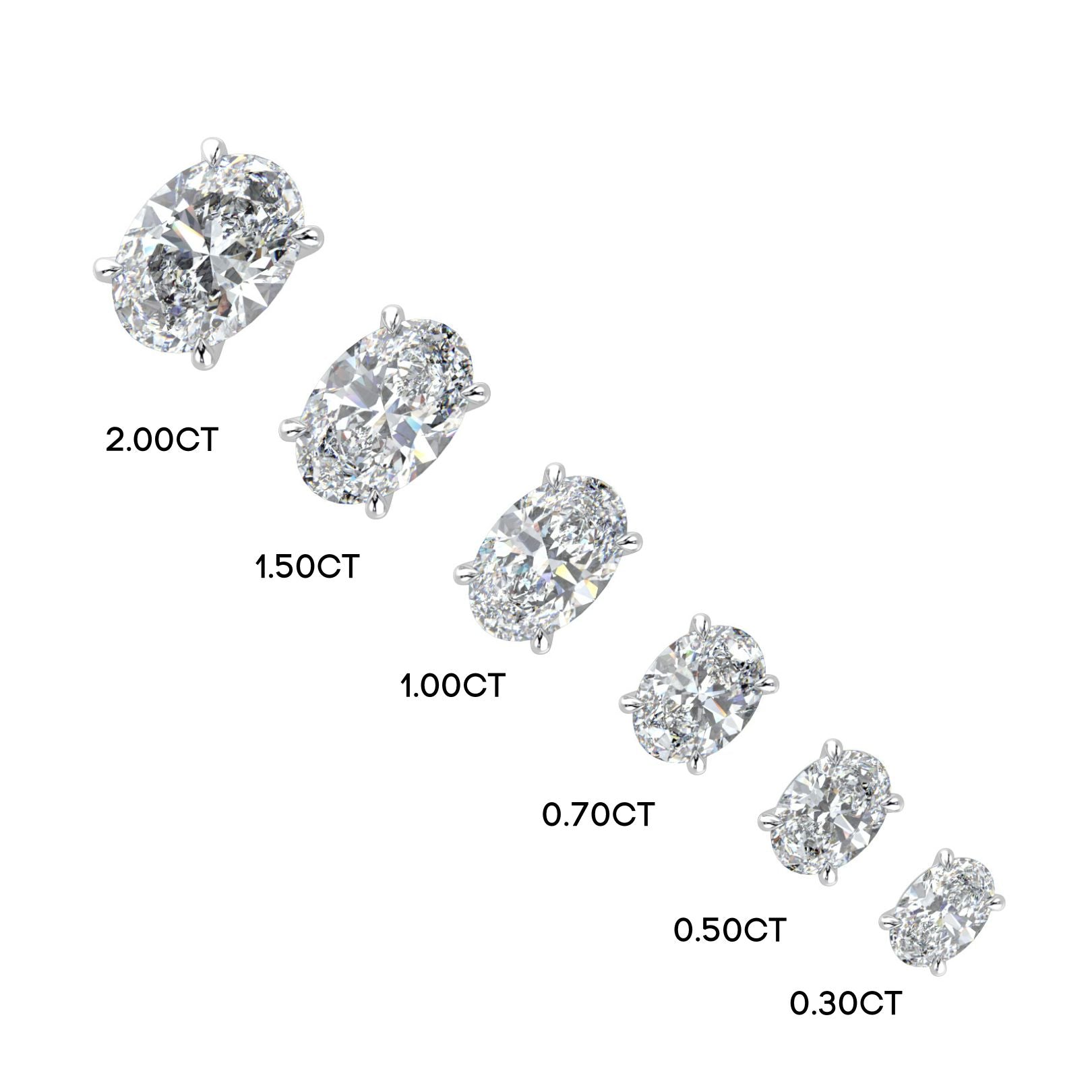 0.50–4 Carat Oval Lab Grown Diamond Stud Earrings | Classic Solitaire | 18K White, Yellow & Rose Gold