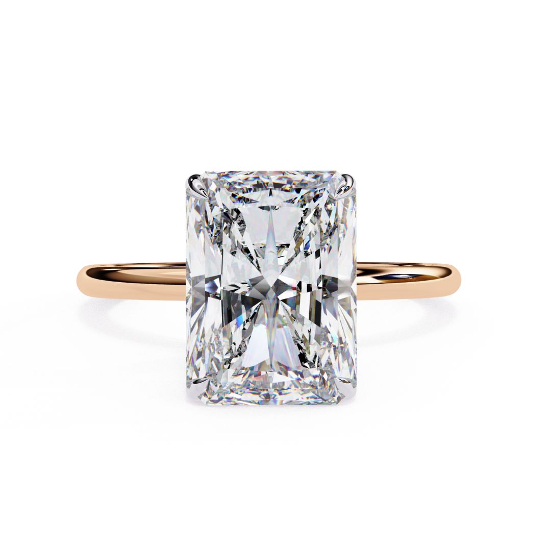 1–5 Carat Radiant Cut Lab Grown Diamond Hidden Halo Ring | Classic Solitaire | Dual Tone Options | IGI Certified | 18K Gold