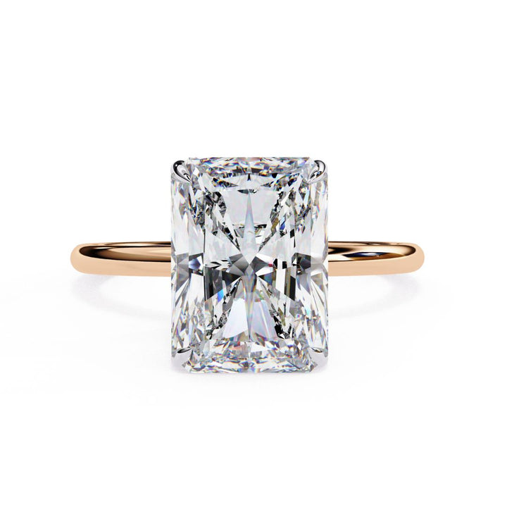 1–5 Carat Radiant Cut Lab Grown Diamond Hidden Halo Ring | Classic Solitaire | Dual Tone Options | IGI Certified | 18K Gold