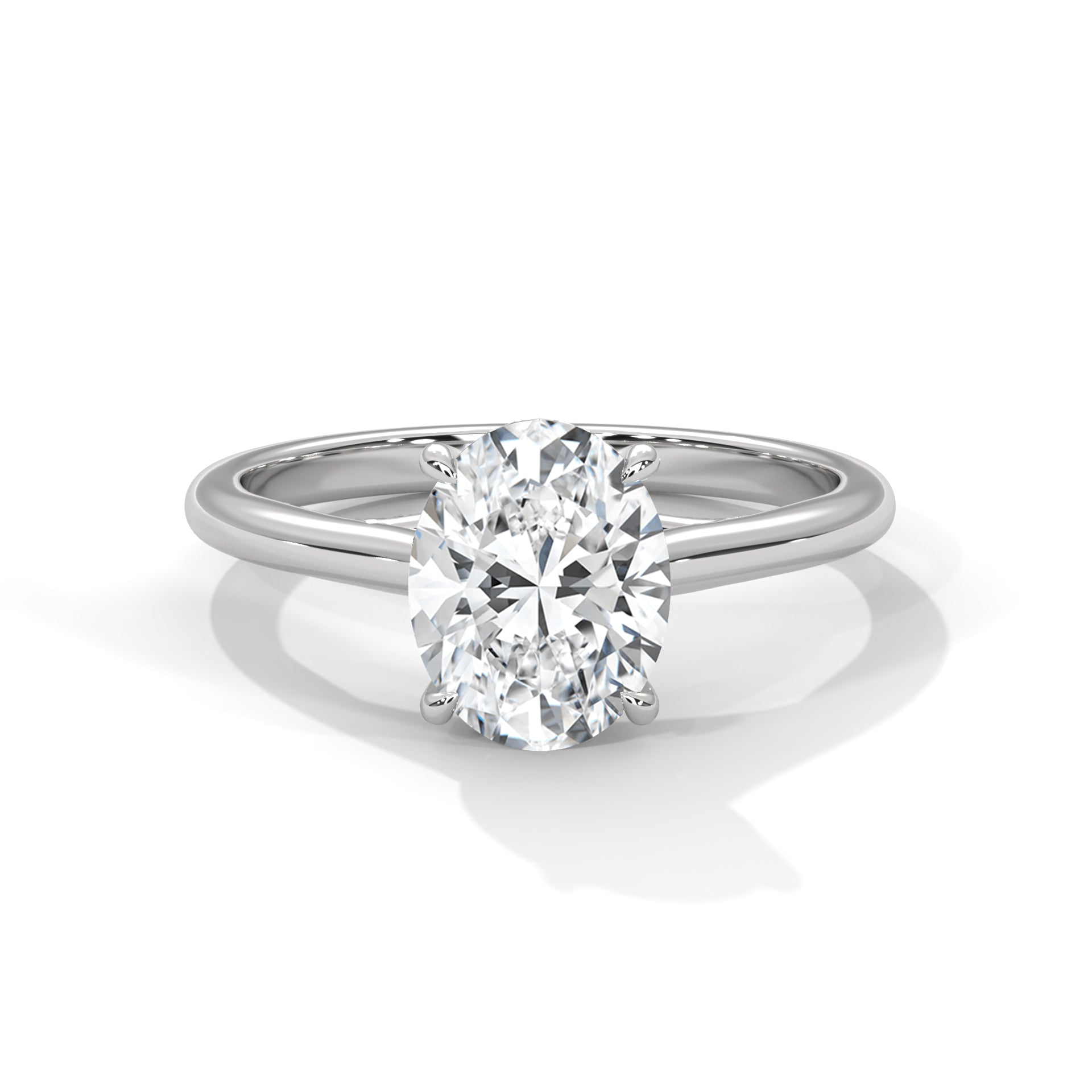 1–3 Carat Oval Lab Grown Diamond Solitaire Ring – Four Prong Setting in 18K Gold