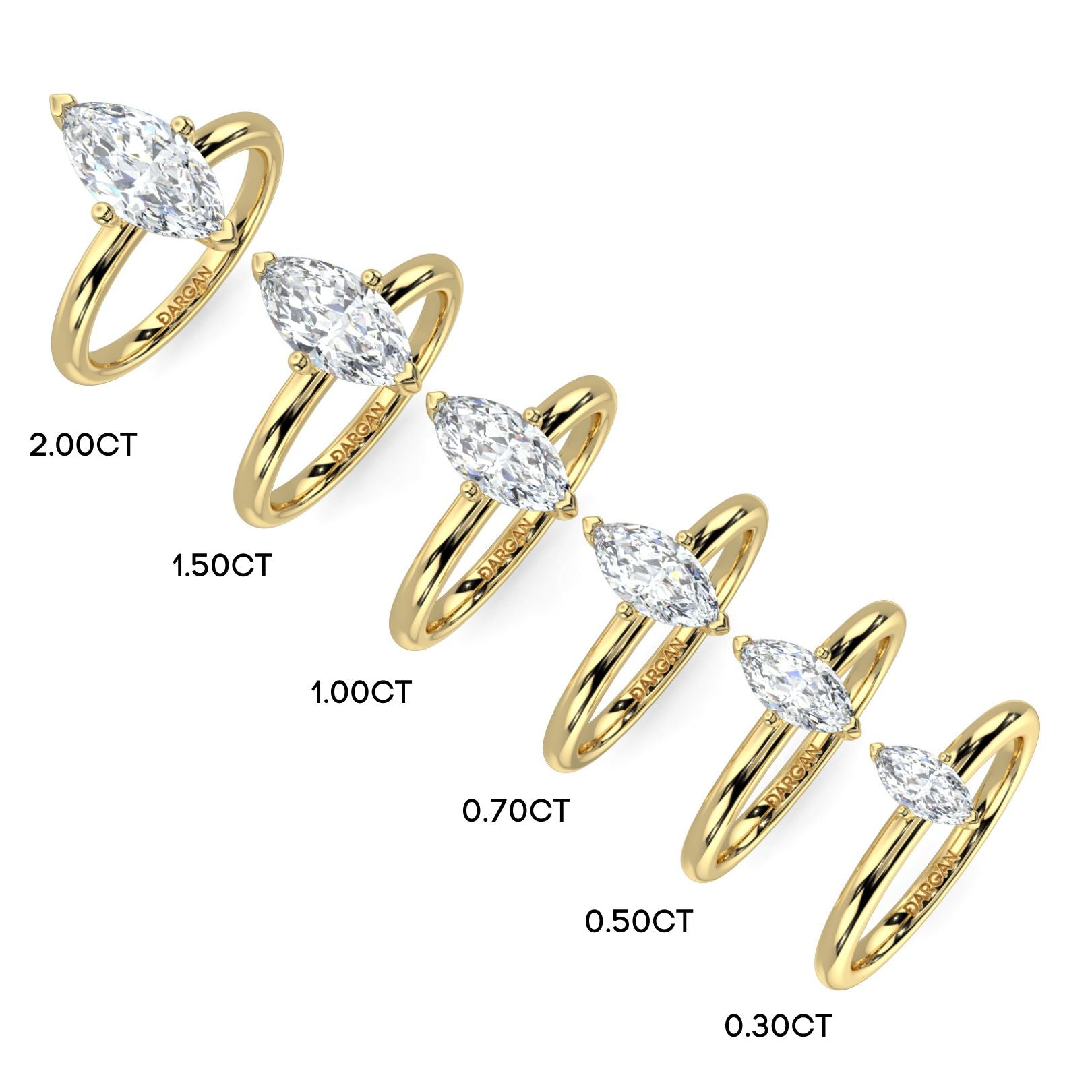 1–3 Carat Marquise Cut Lab Grown Diamond Solitaire Ring | Elongated Brilliant Shape | IGI Certified | 18K White, Yellow & Rose Gold