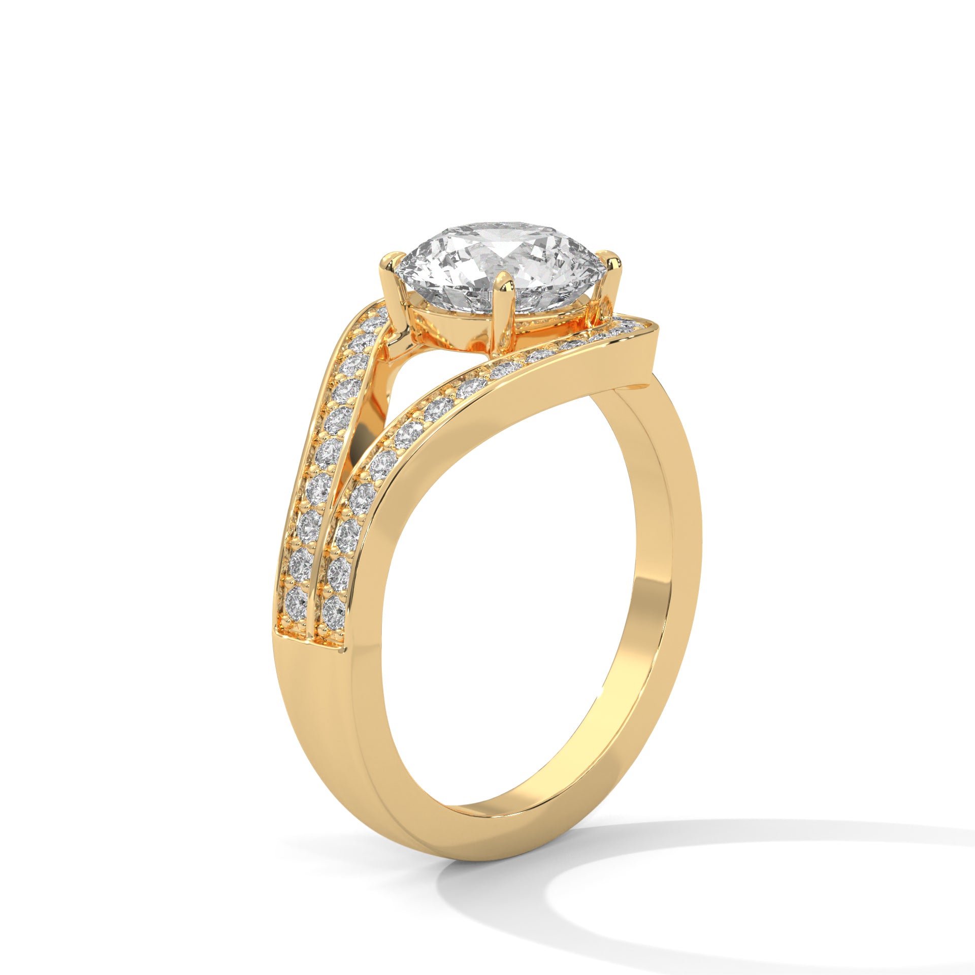 1–3 Carat Round Brilliant Lab-Grown Diamond Solitaire Ring with Half Split Shank – 18K Gold