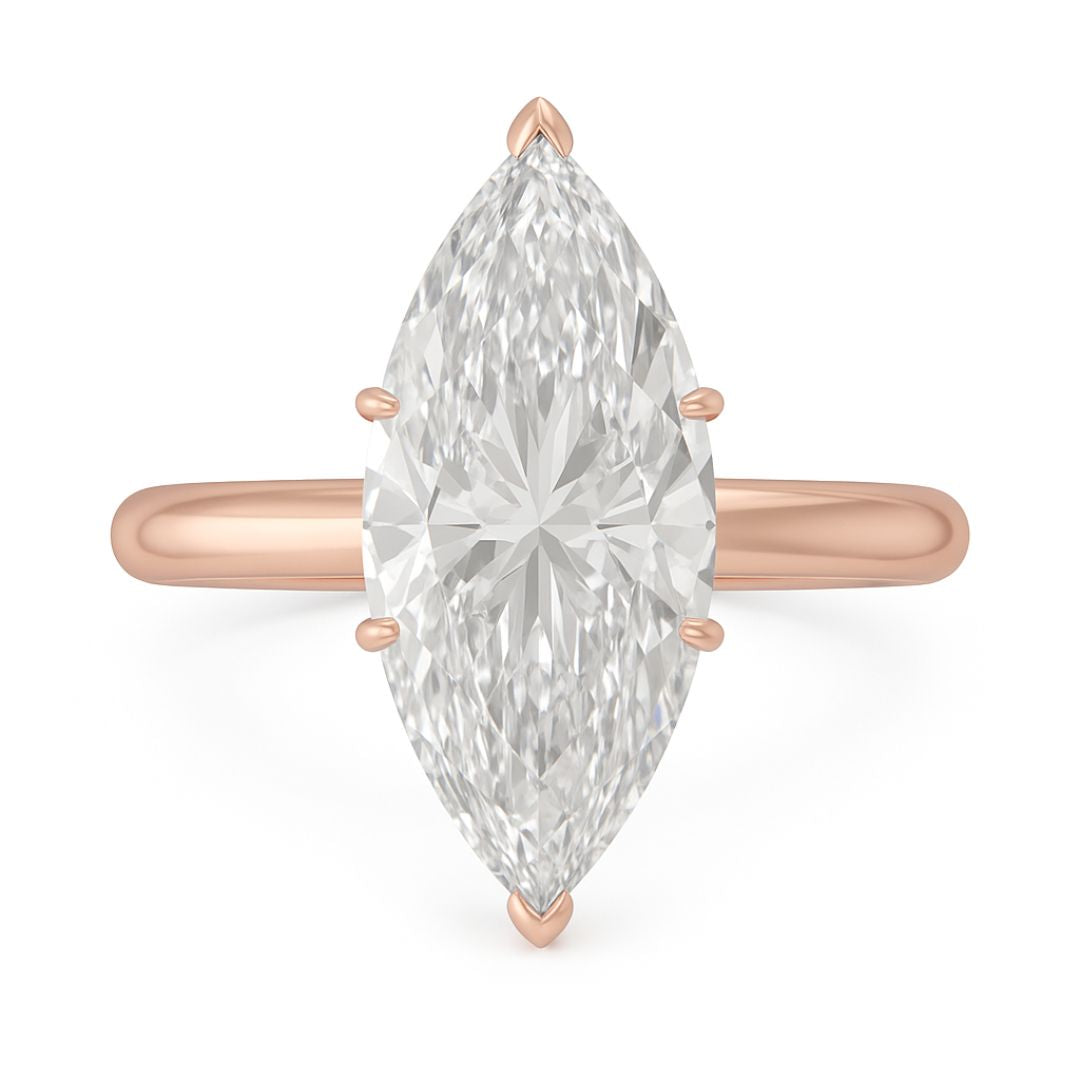 10 Carat Marquise Lab Grown Diamond Solitaire Ring – Available in 18K Yellow, White & Rose Gold