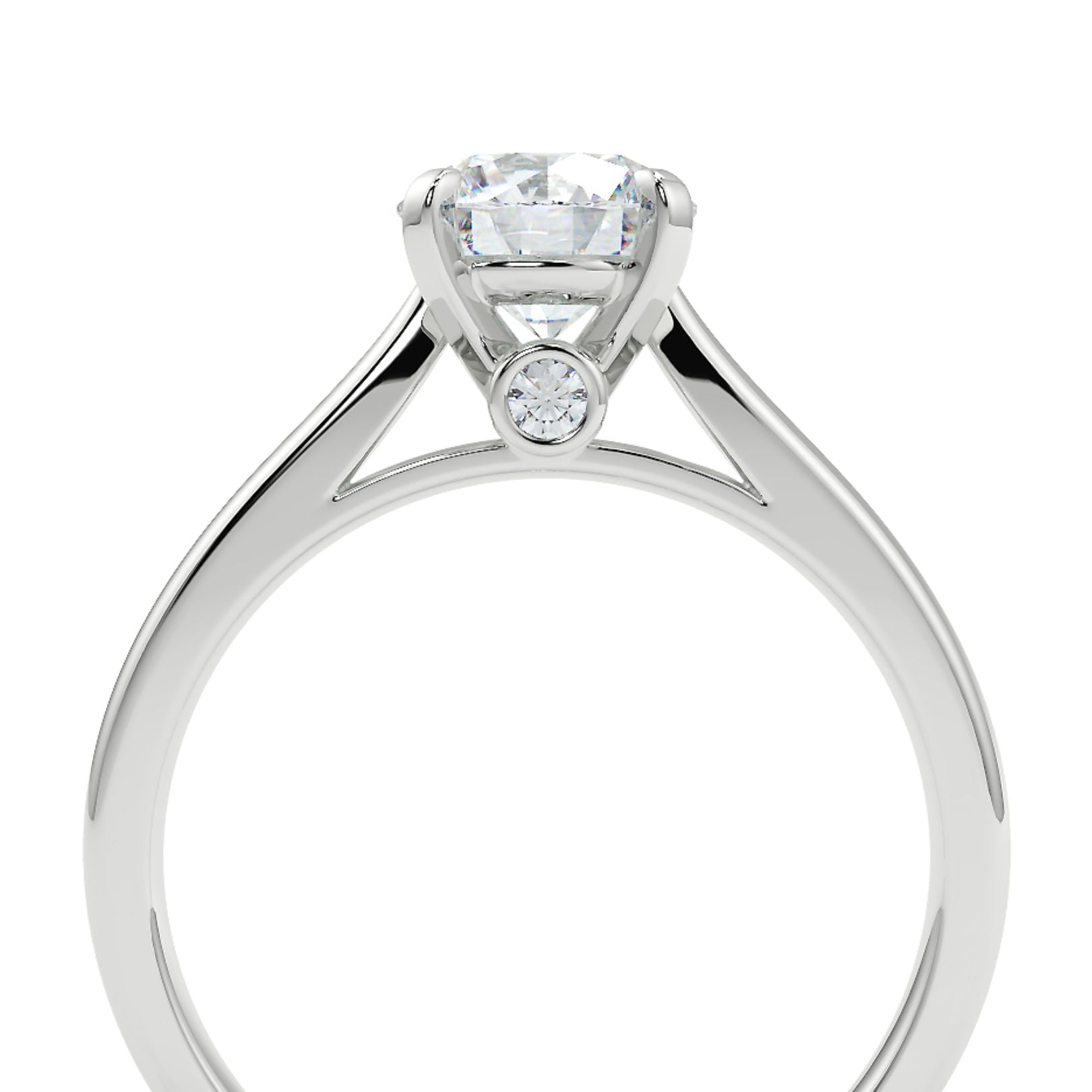 1–2 Carat Round Lab Grown Diamond Solitaire Ring | Hidden Diamond Accent | IGI Certified | 18K White Gold