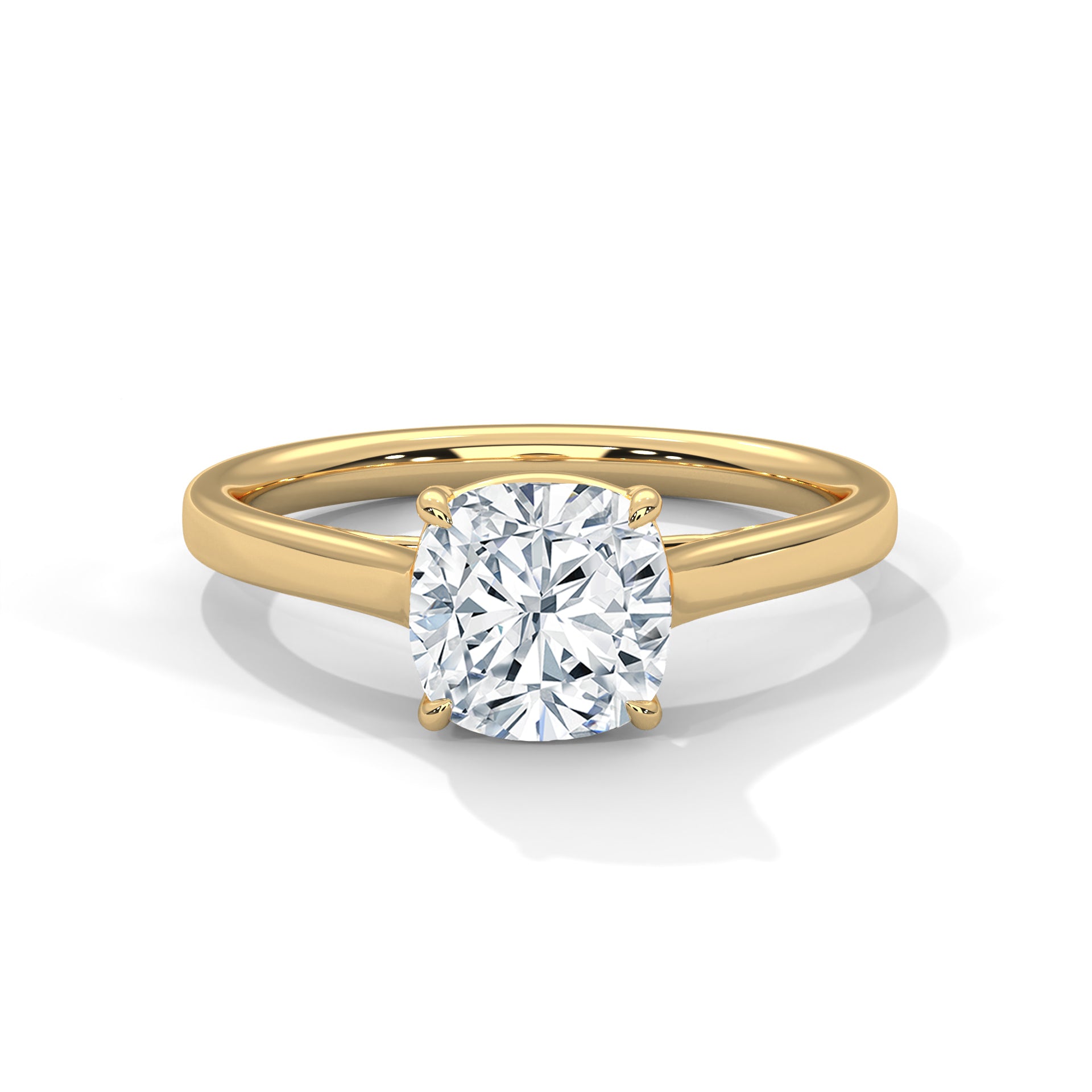 1–3 Carat Square Cushion Cut Lab Grown Diamond Solitaire Ring – Classic Four Prong Cathedral Setting in 18K White, Yellow or Rose Gold