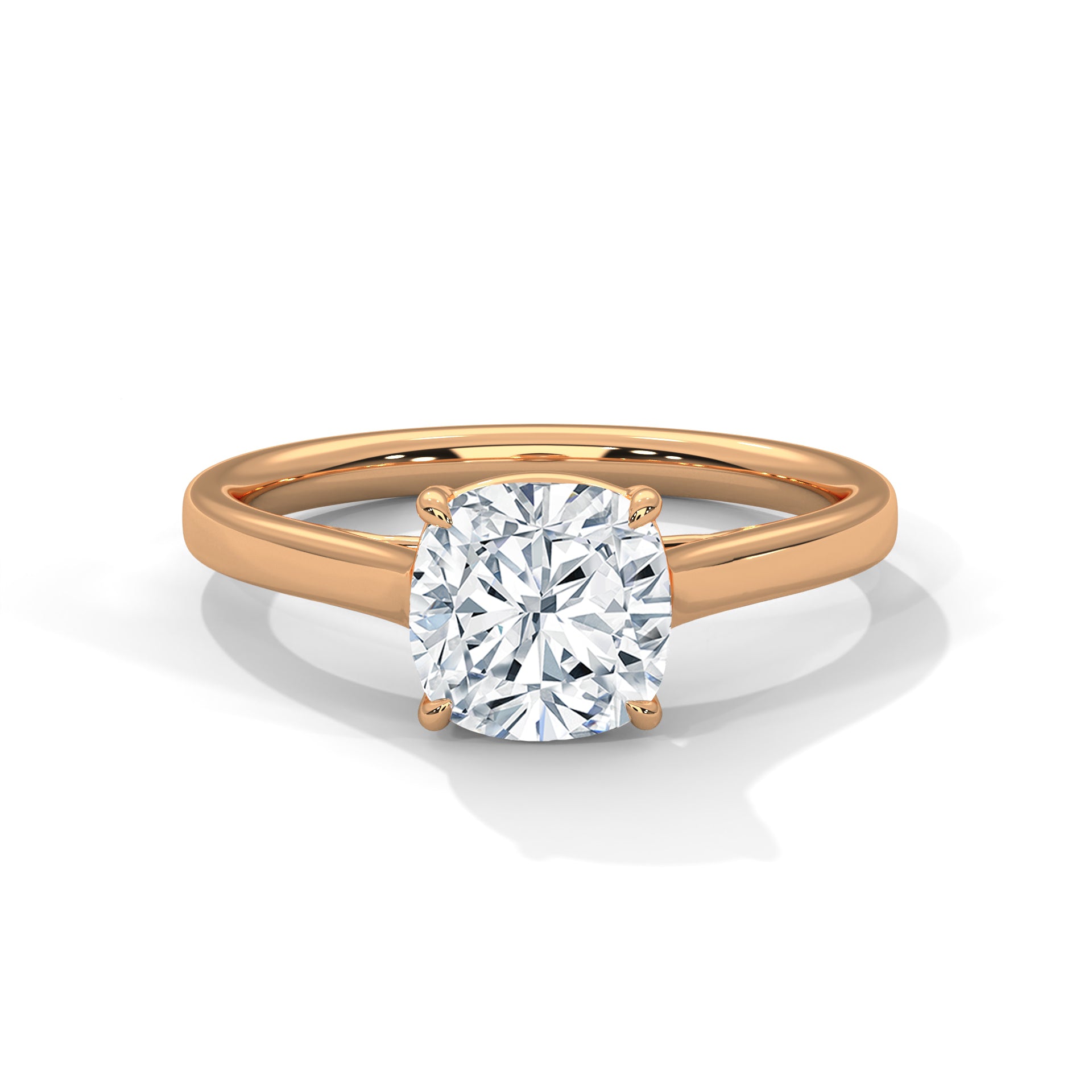 1–3 Carat Square Cushion Cut Lab Grown Diamond Solitaire Ring – Classic Four Prong Cathedral Setting in 18K White, Yellow or Rose Gold