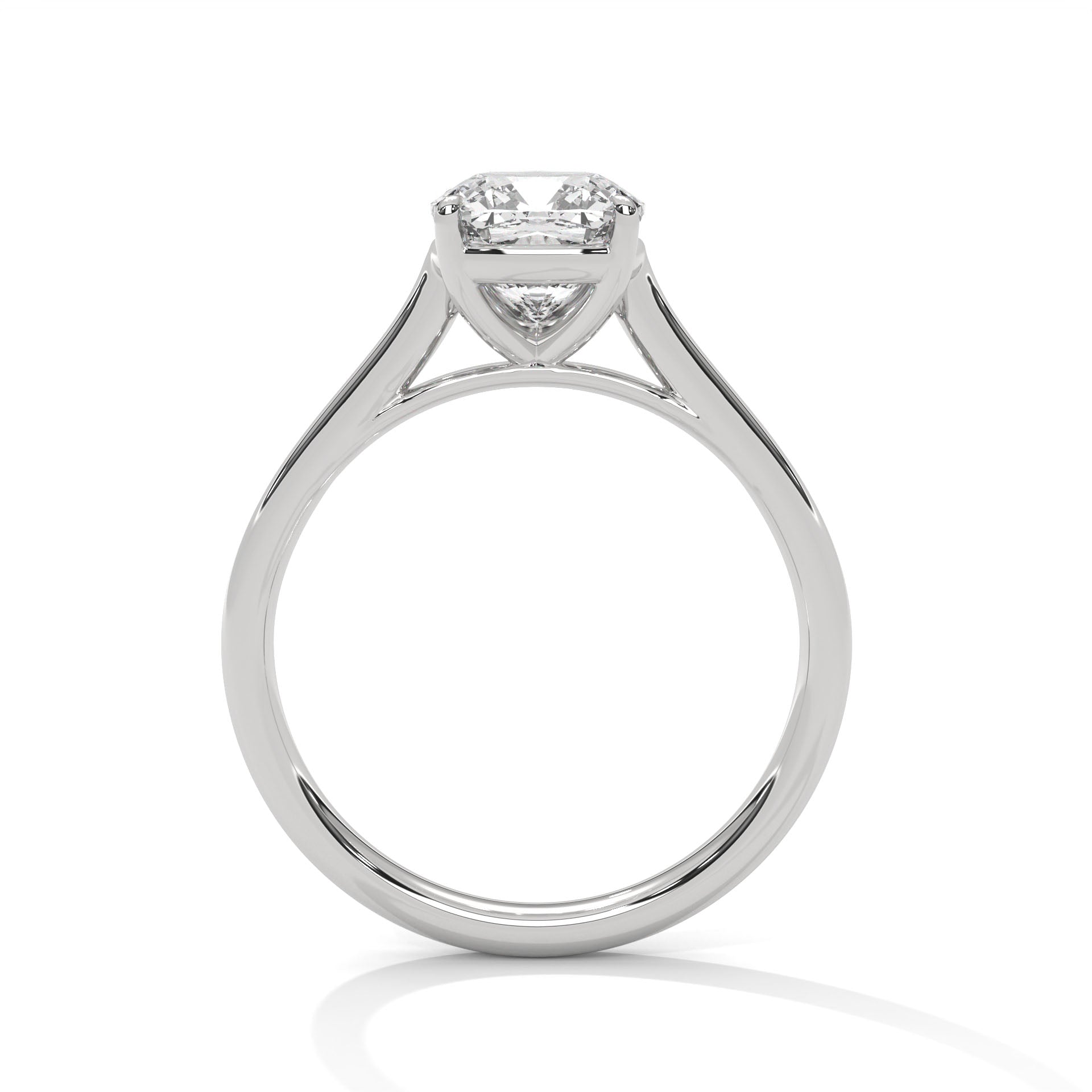 1–3 Carat Square Cushion Cut Lab Grown Diamond Solitaire Ring – Classic Four Prong Cathedral Setting in 18K White, Yellow or Rose Gold