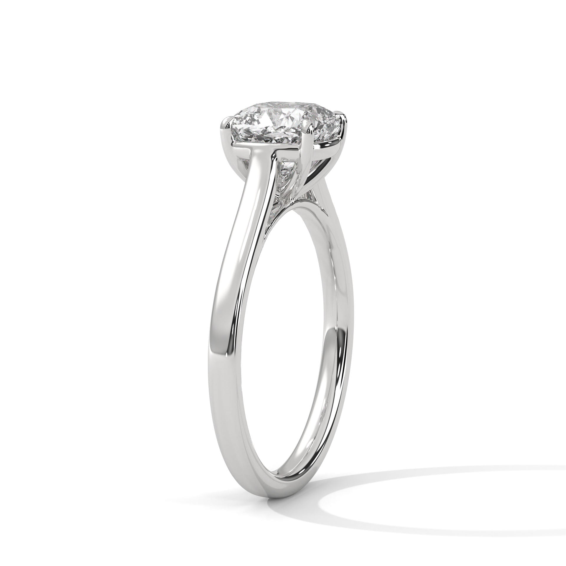 1–3 Carat Square Cushion Cut Lab Grown Diamond Solitaire Ring – Classic Four Prong Cathedral Setting in 18K White, Yellow or Rose Gold