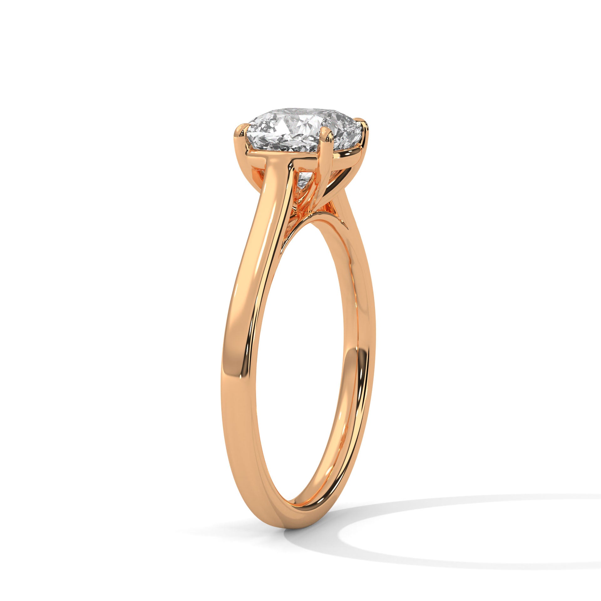 1–3 Carat Square Cushion Cut Lab Grown Diamond Solitaire Ring – Classic Four Prong Cathedral Setting in 18K White, Yellow or Rose Gold