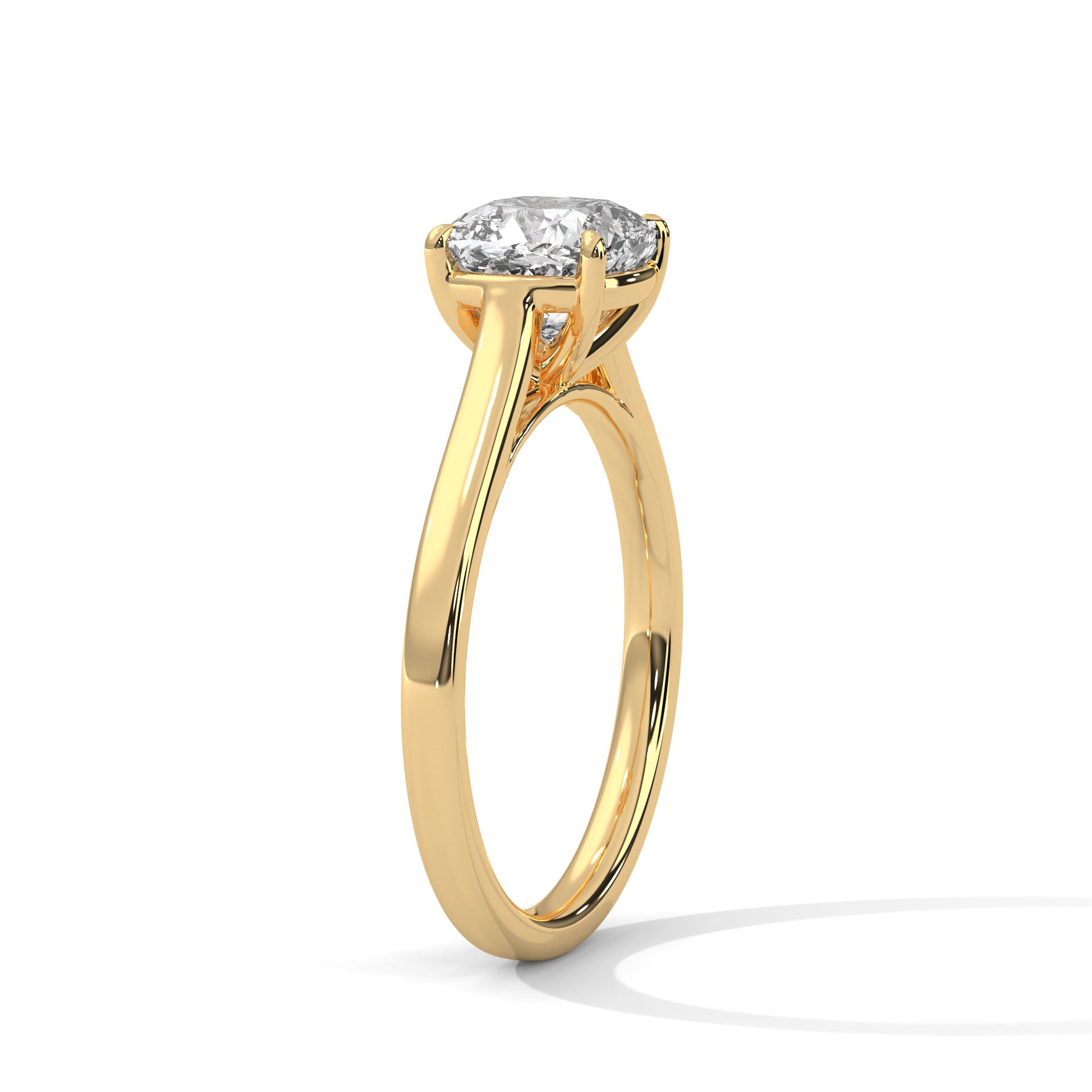 1–3 Carat Square Cushion Cut Lab Grown Diamond Solitaire Ring – Classic Four Prong Cathedral Setting in 18K White, Yellow or Rose Gold