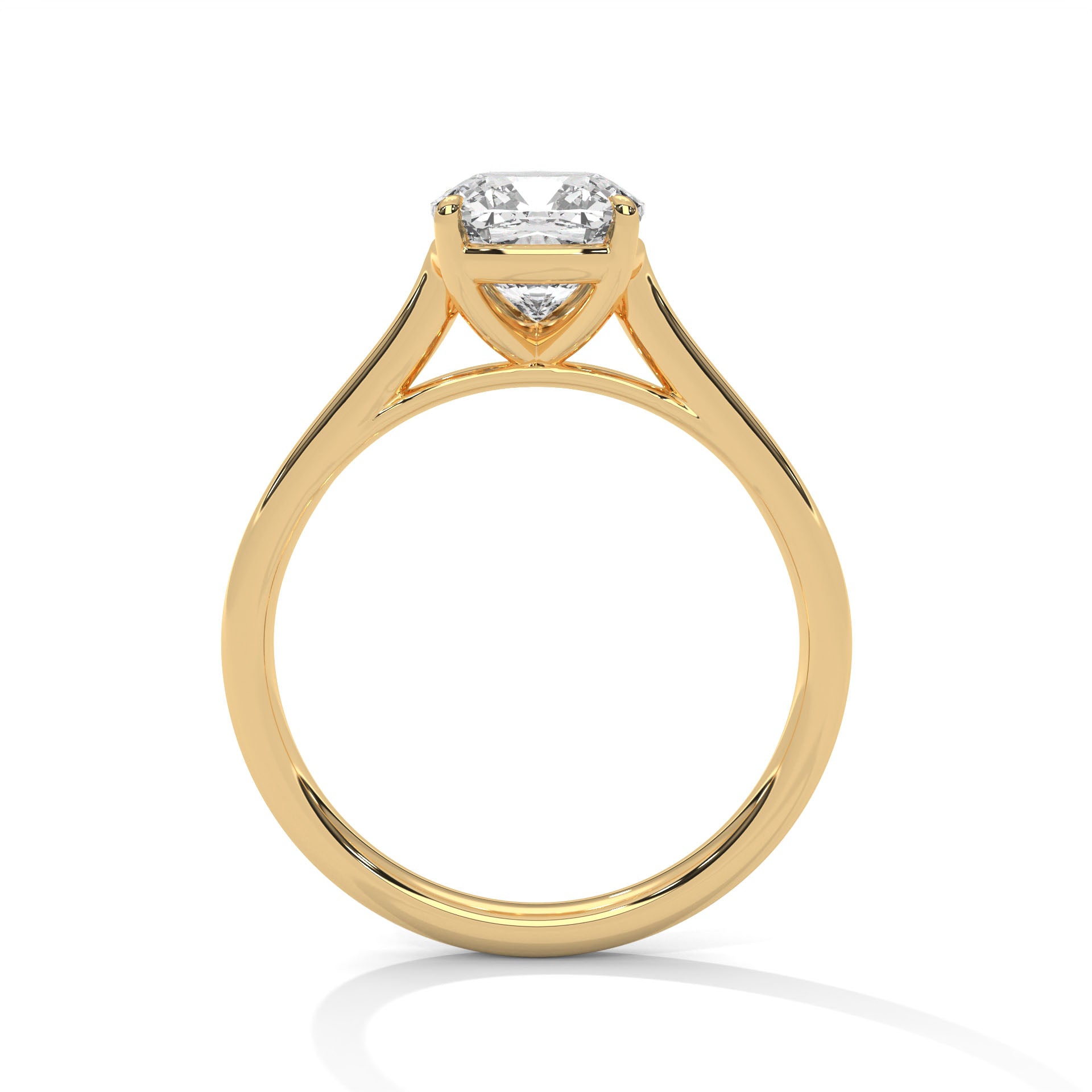 1–3 Carat Square Cushion Cut Lab Grown Diamond Solitaire Ring – Classic Four Prong Cathedral Setting in 18K White, Yellow or Rose Gold