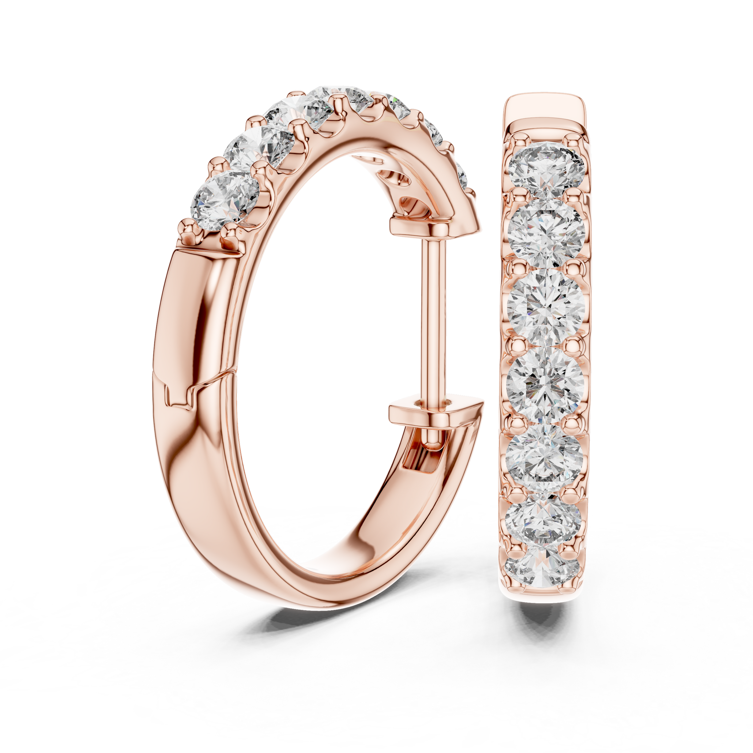 Lab Grown Diamond Pave Huggie Hoop Earrings in 18K Gold