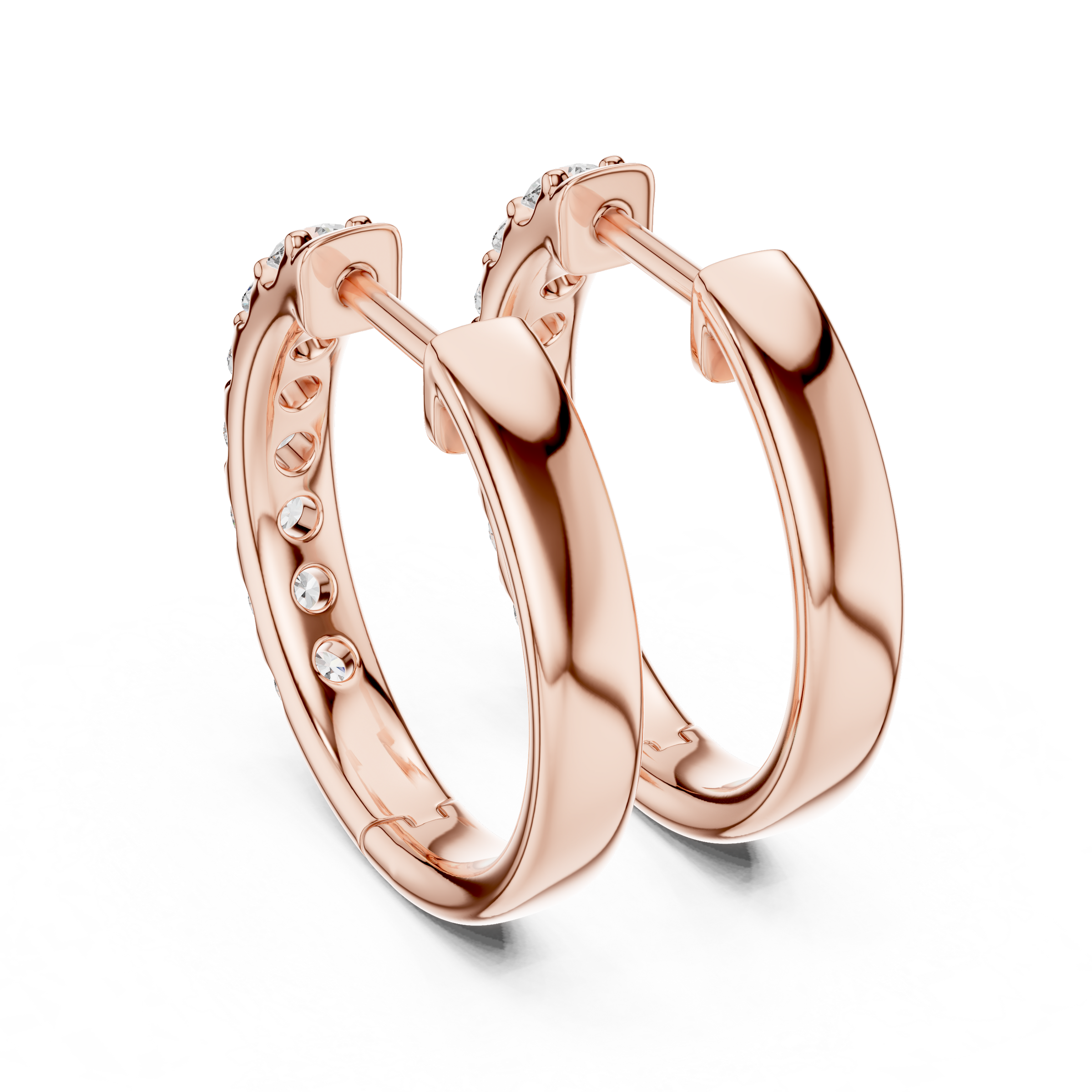 Lab Grown Diamond Pave Huggie Hoop Earrings in 18K Gold