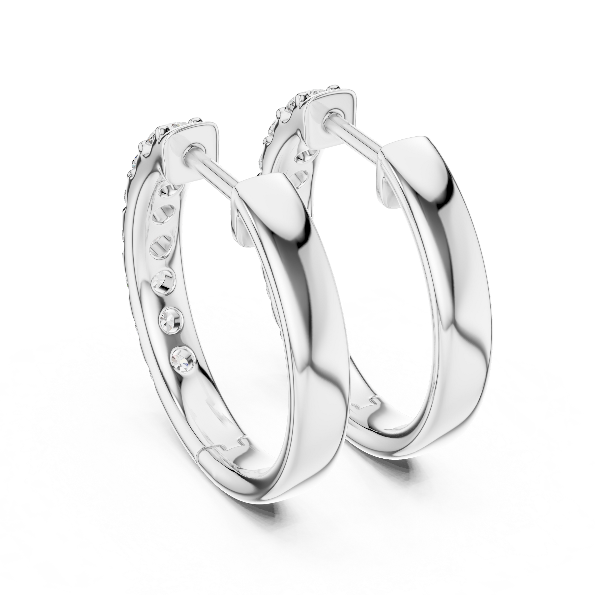 Lab Grown Diamond Pave Huggie Hoop Earrings in 18K Gold