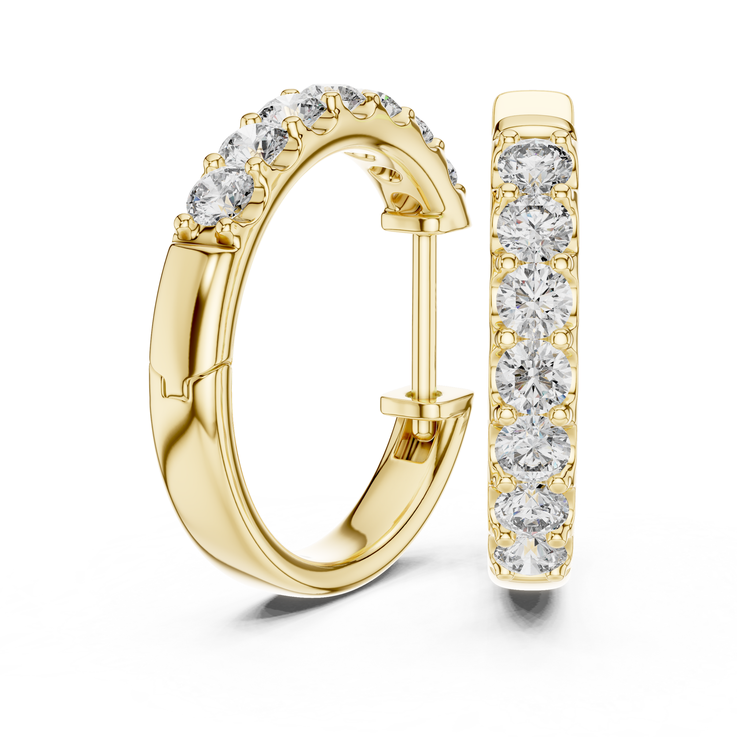 Lab Grown Diamond Pave Huggie Hoop Earrings in 18K Gold