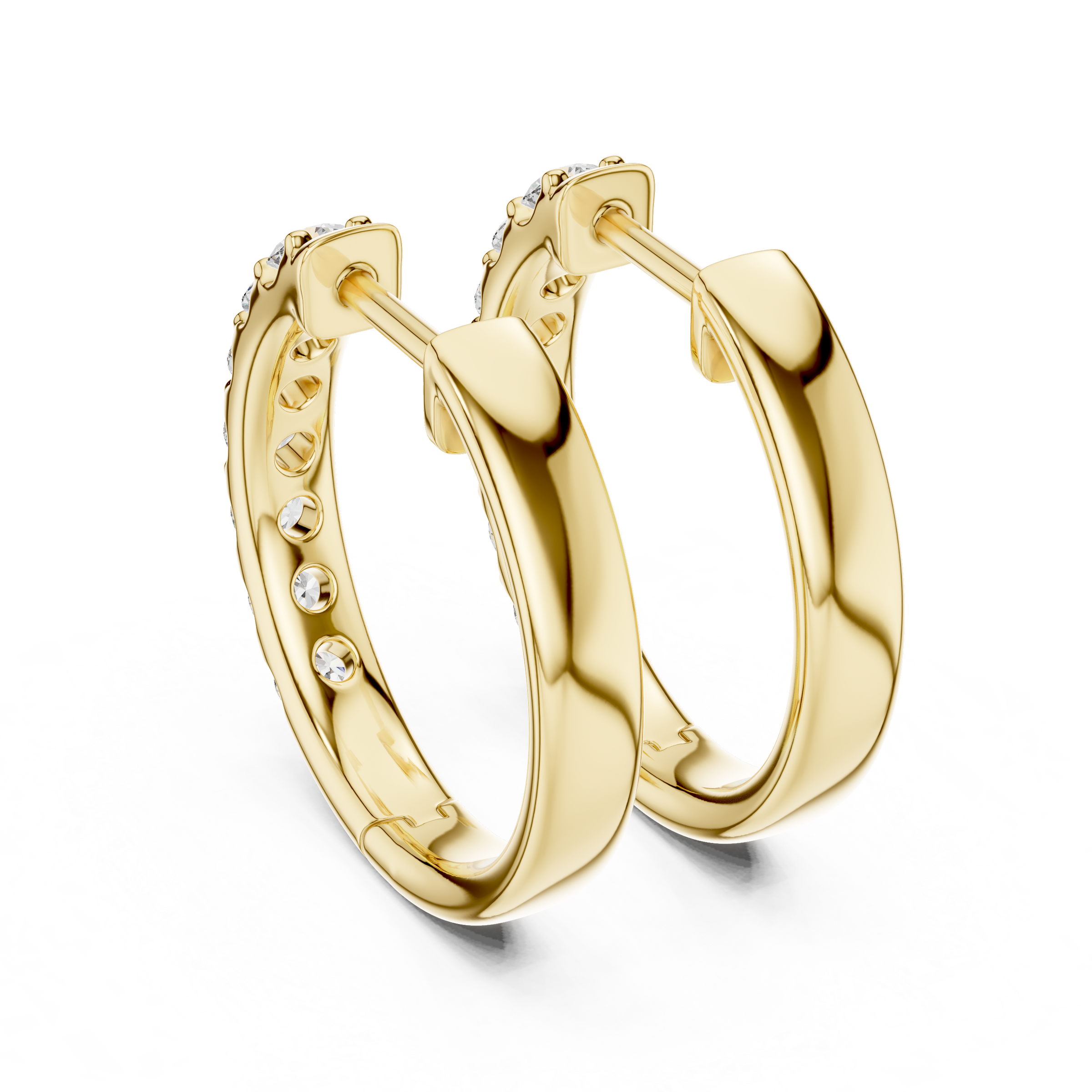 Lab Grown Diamond Pave Huggie Hoop Earrings in 18K Gold