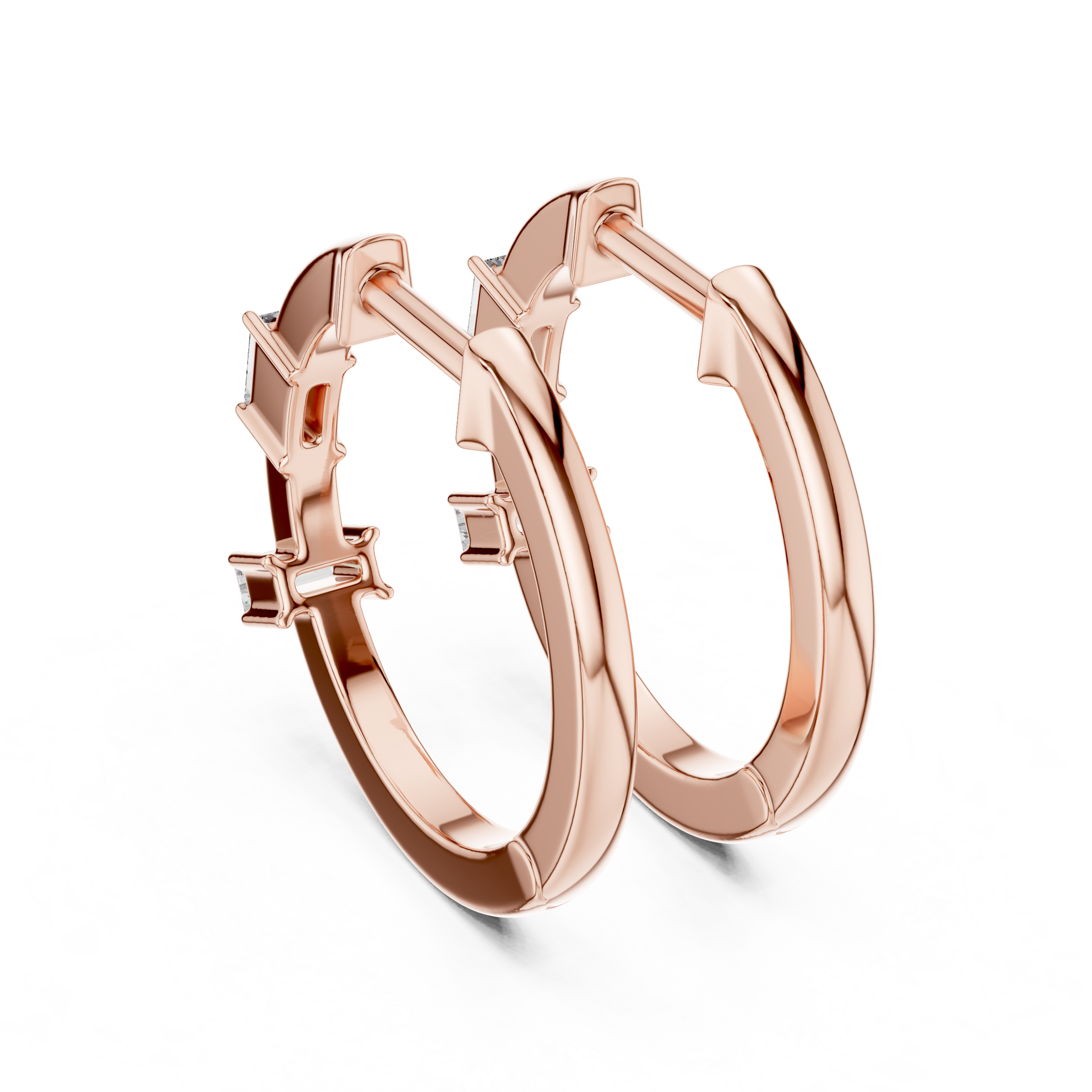 Baguette Cut Lab Grown Diamond Hoop Earrings in 18K Gold