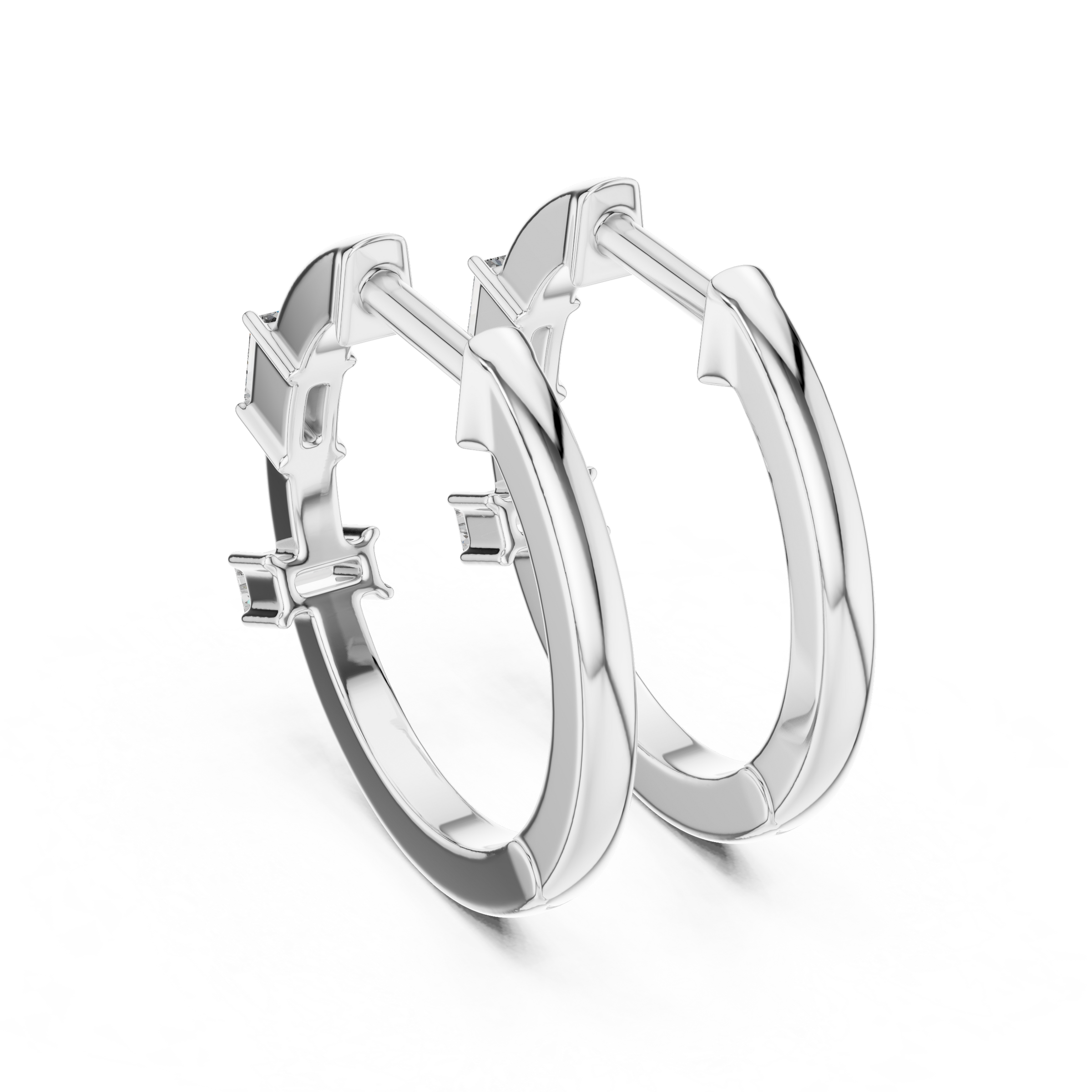 Baguette Cut Lab Grown Diamond Hoop Earrings in 18K Gold