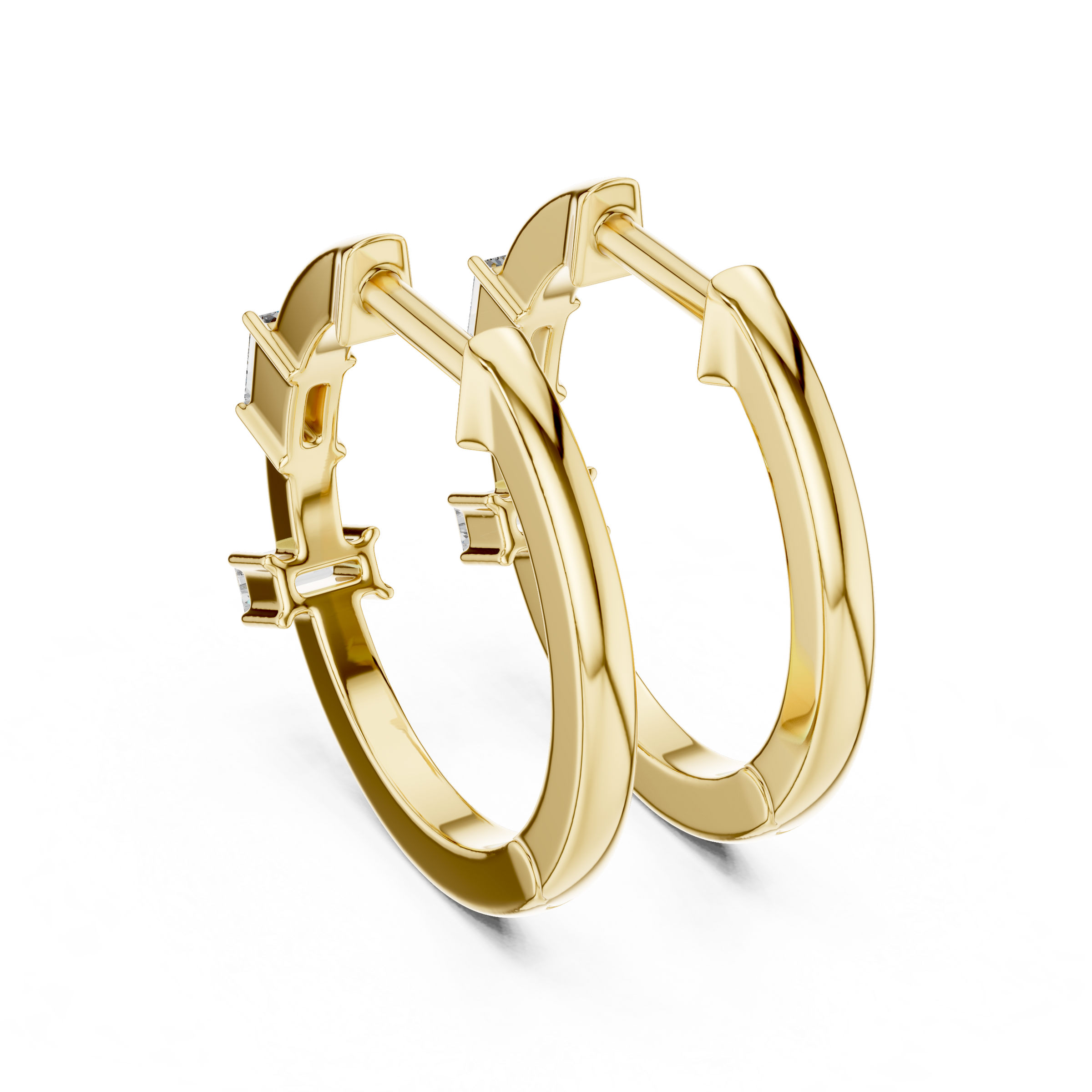 Baguette Cut Lab Grown Diamond Hoop Earrings in 18K Gold