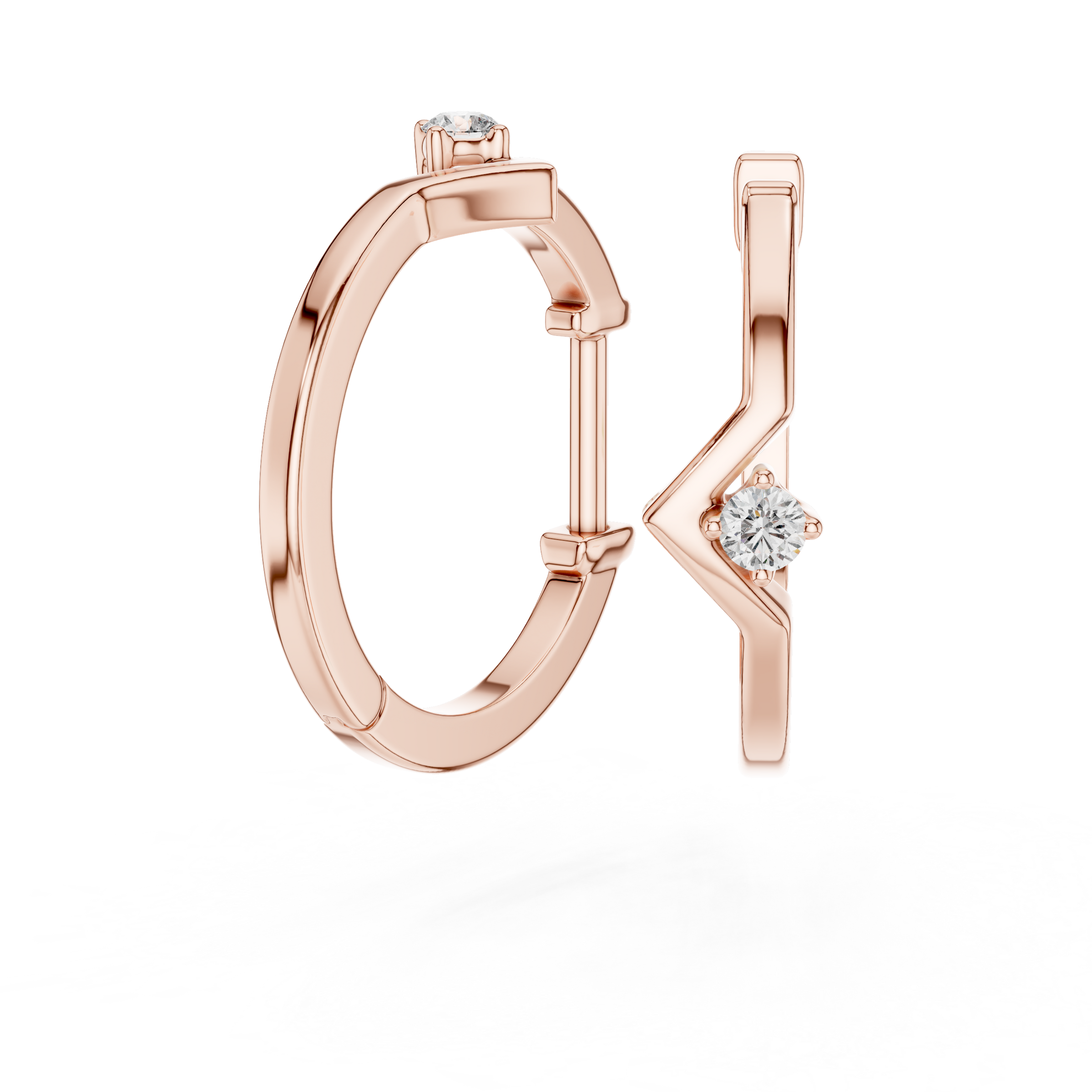 Geometric Lab Grown Diamond Hoop Earrings in 18K Gold