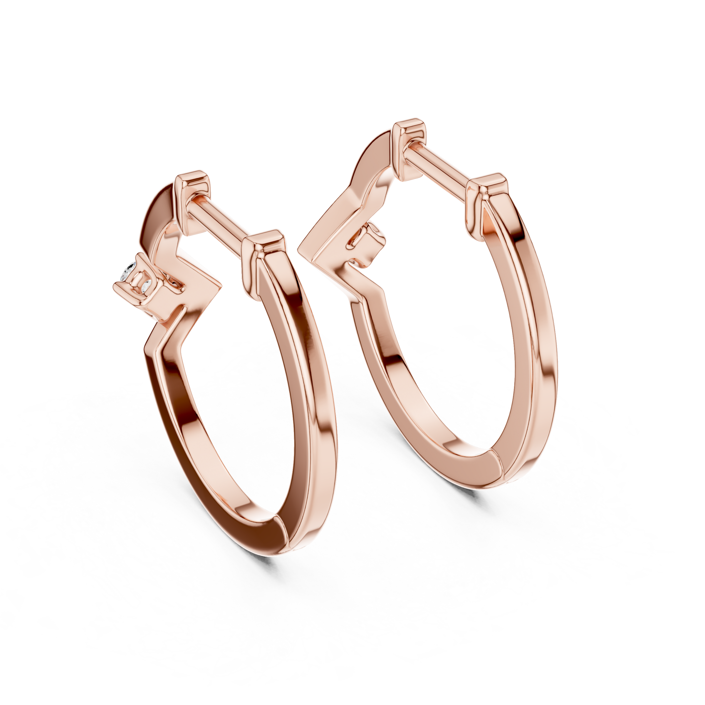 Geometric Lab Grown Diamond Hoop Earrings in 18K Gold