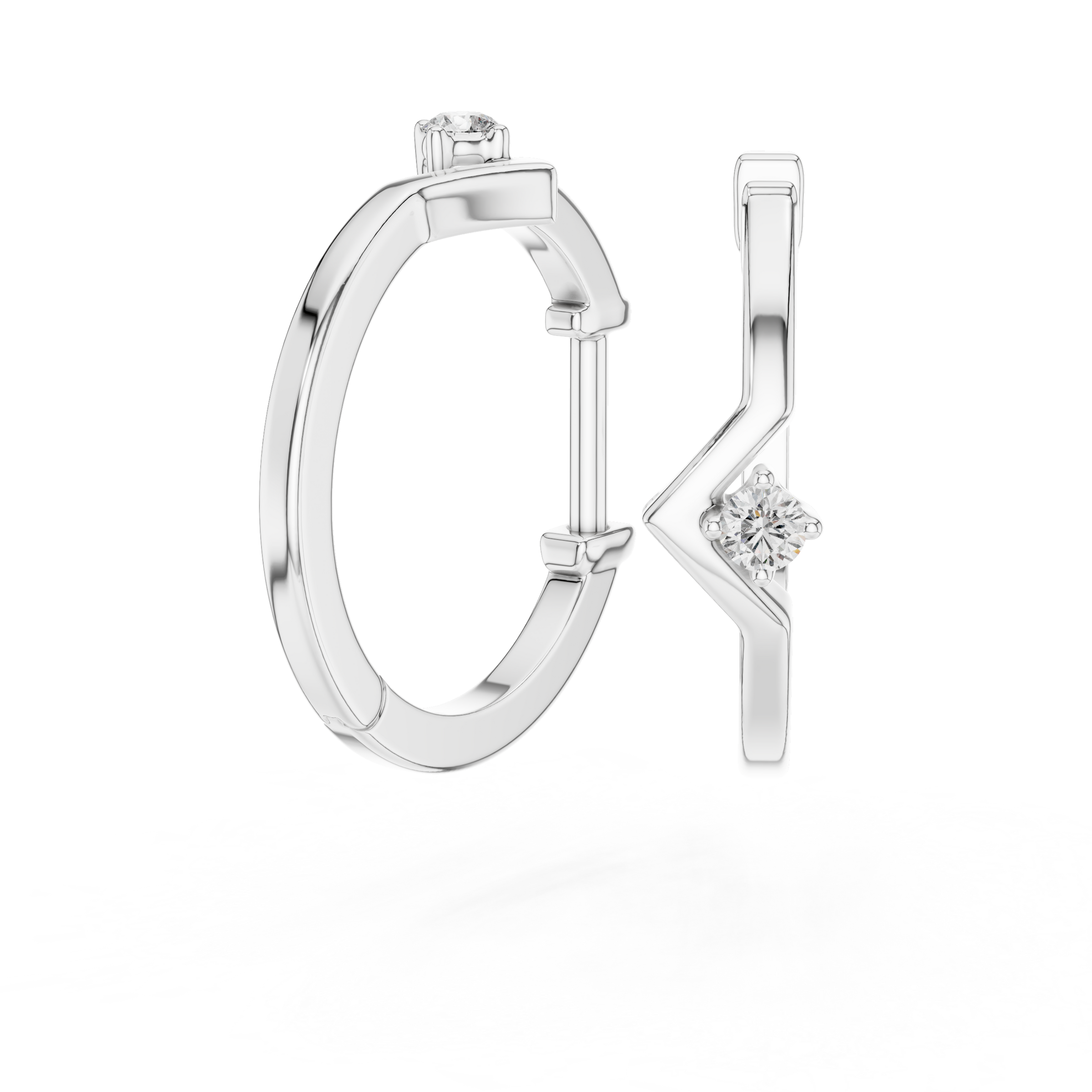 Geometric Lab Grown Diamond Hoop Earrings in 18K Gold