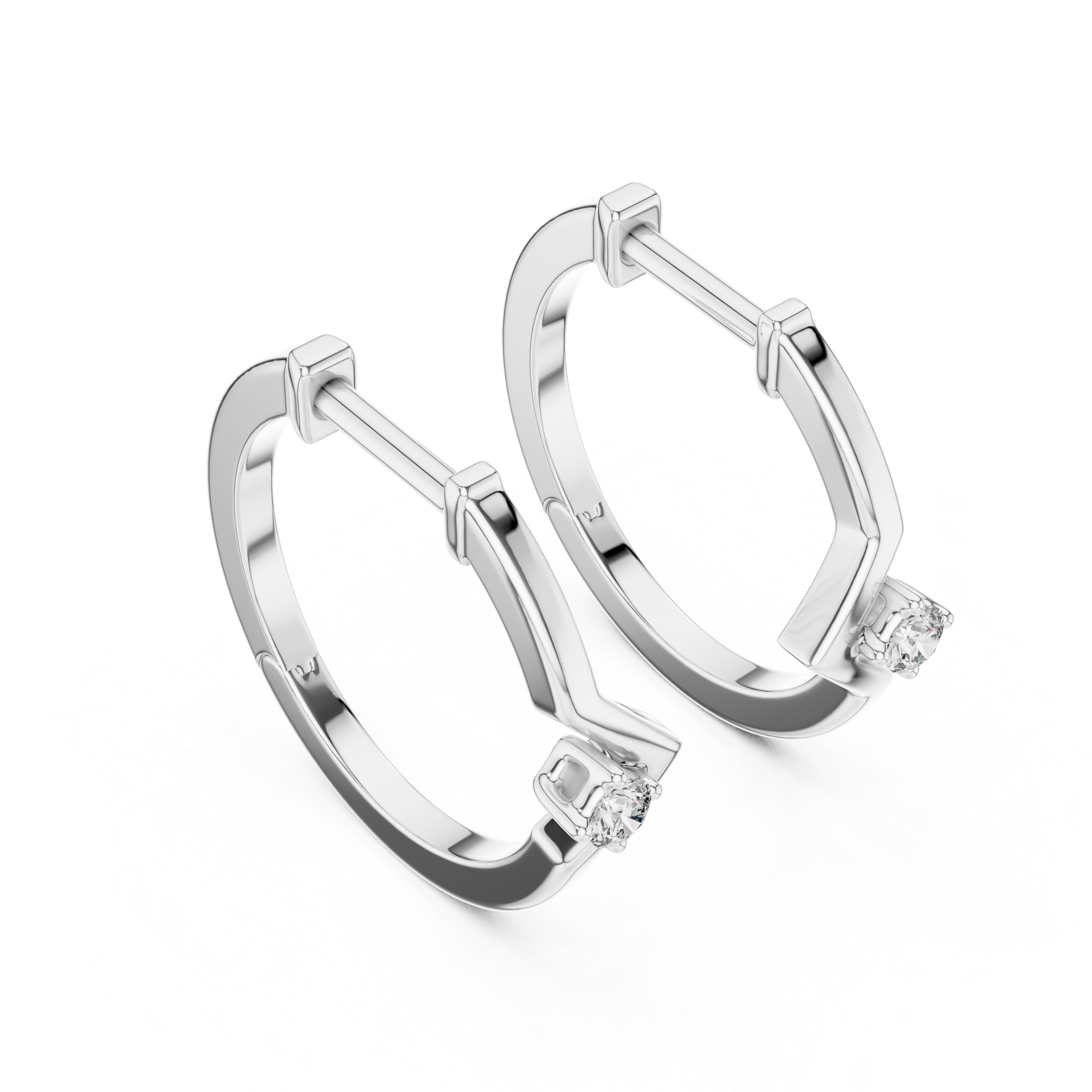 Geometric Lab Grown Diamond Hoop Earrings in 18K Gold
