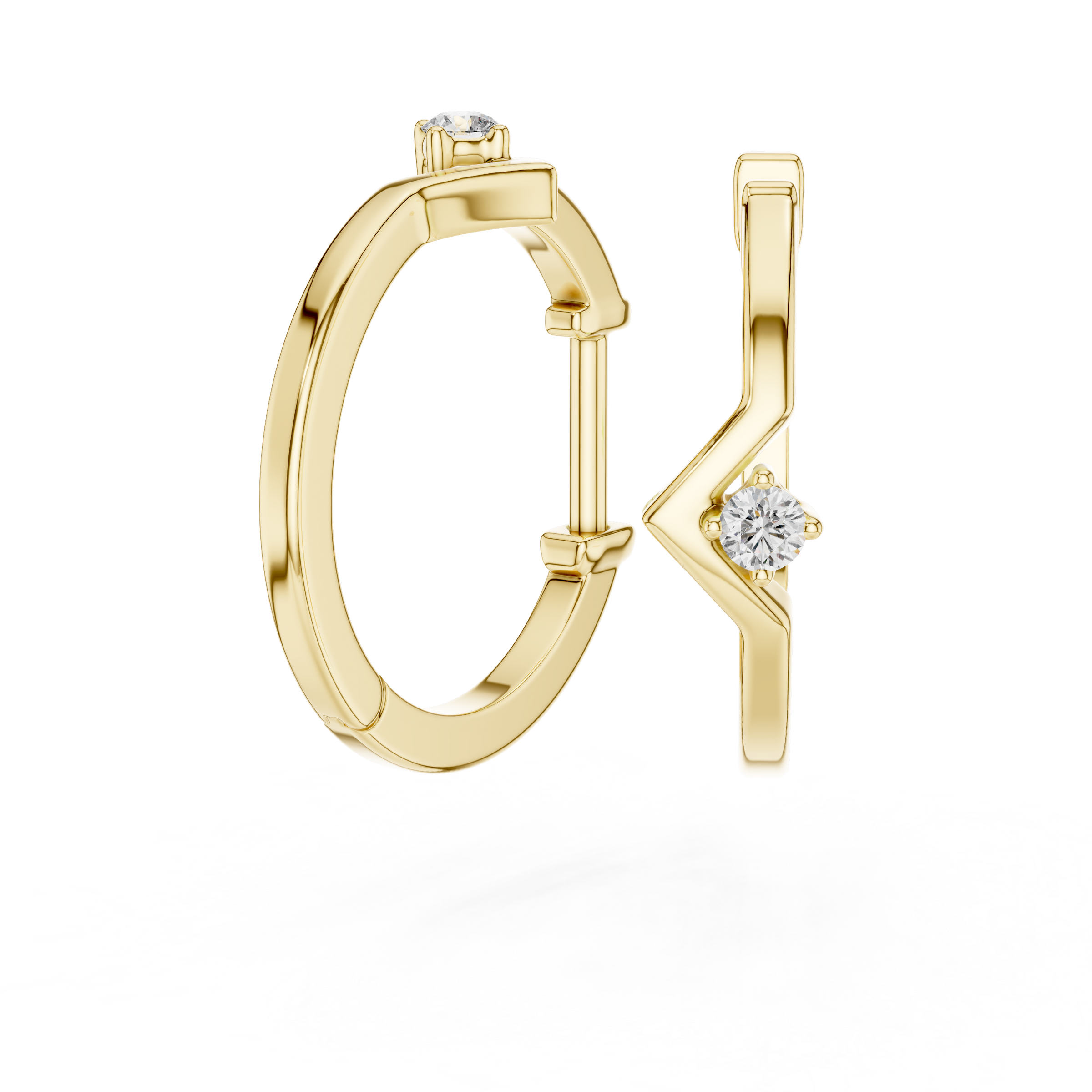 Geometric Lab Grown Diamond Hoop Earrings in 18K Gold