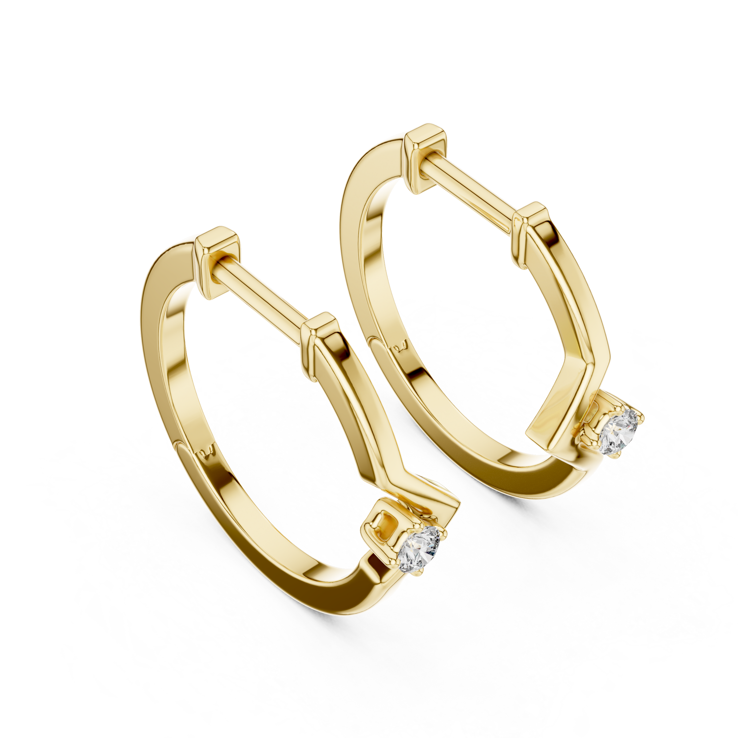 Geometric Lab Grown Diamond Hoop Earrings in 18K Gold