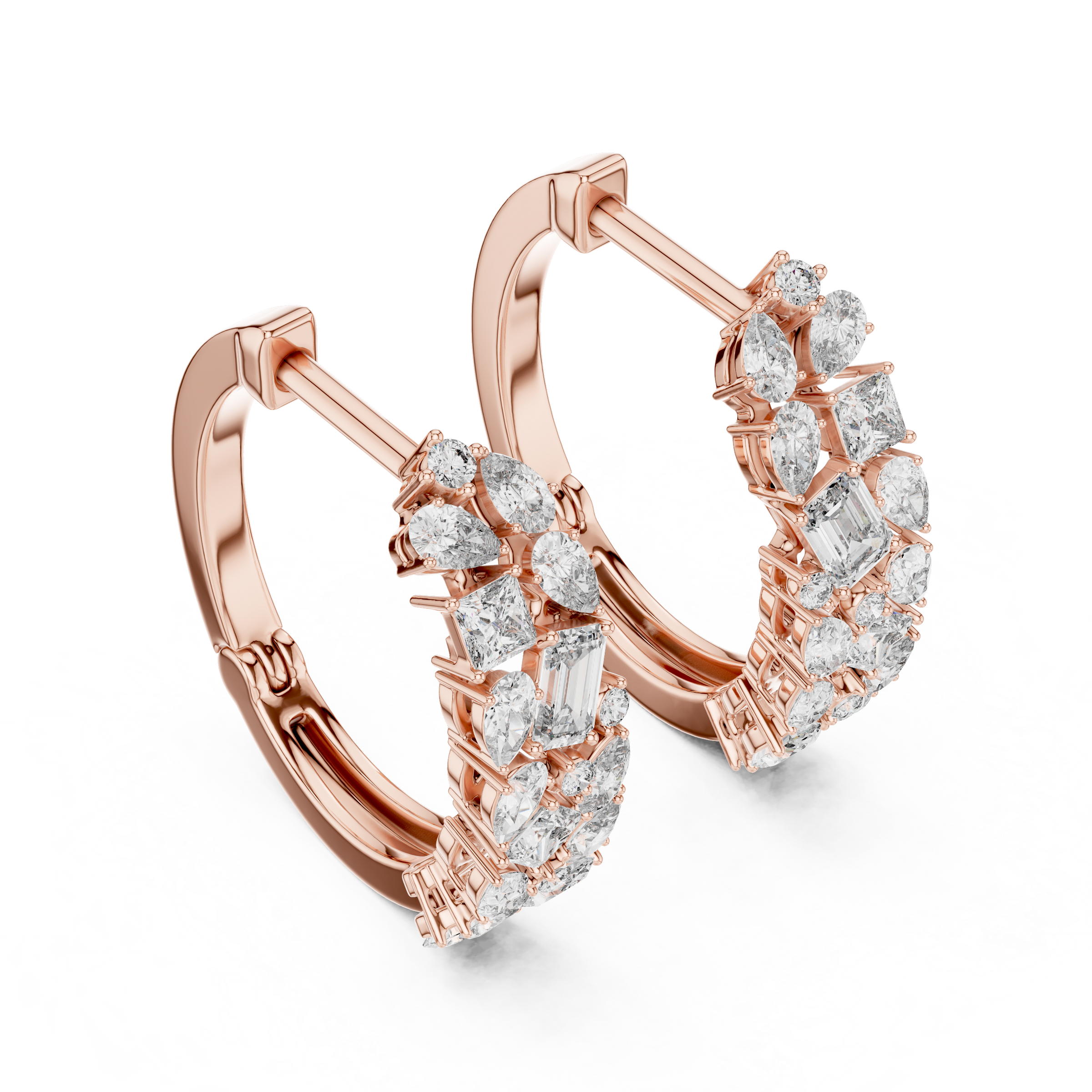 Multi Shape Lab Grown Diamond Hoop Earrings in 18K Gold