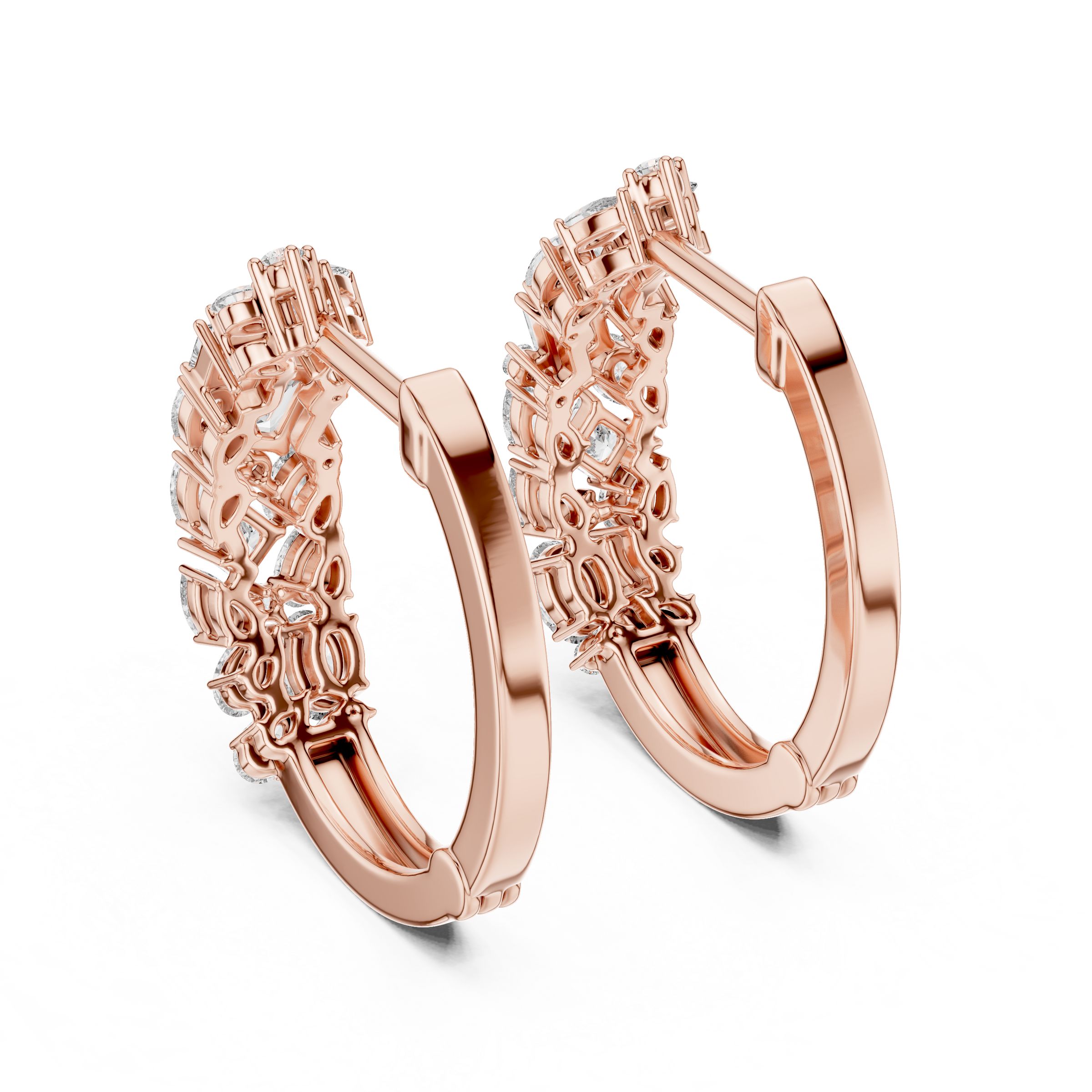 Multi Shape Lab Grown Diamond Hoop Earrings in 18K Gold