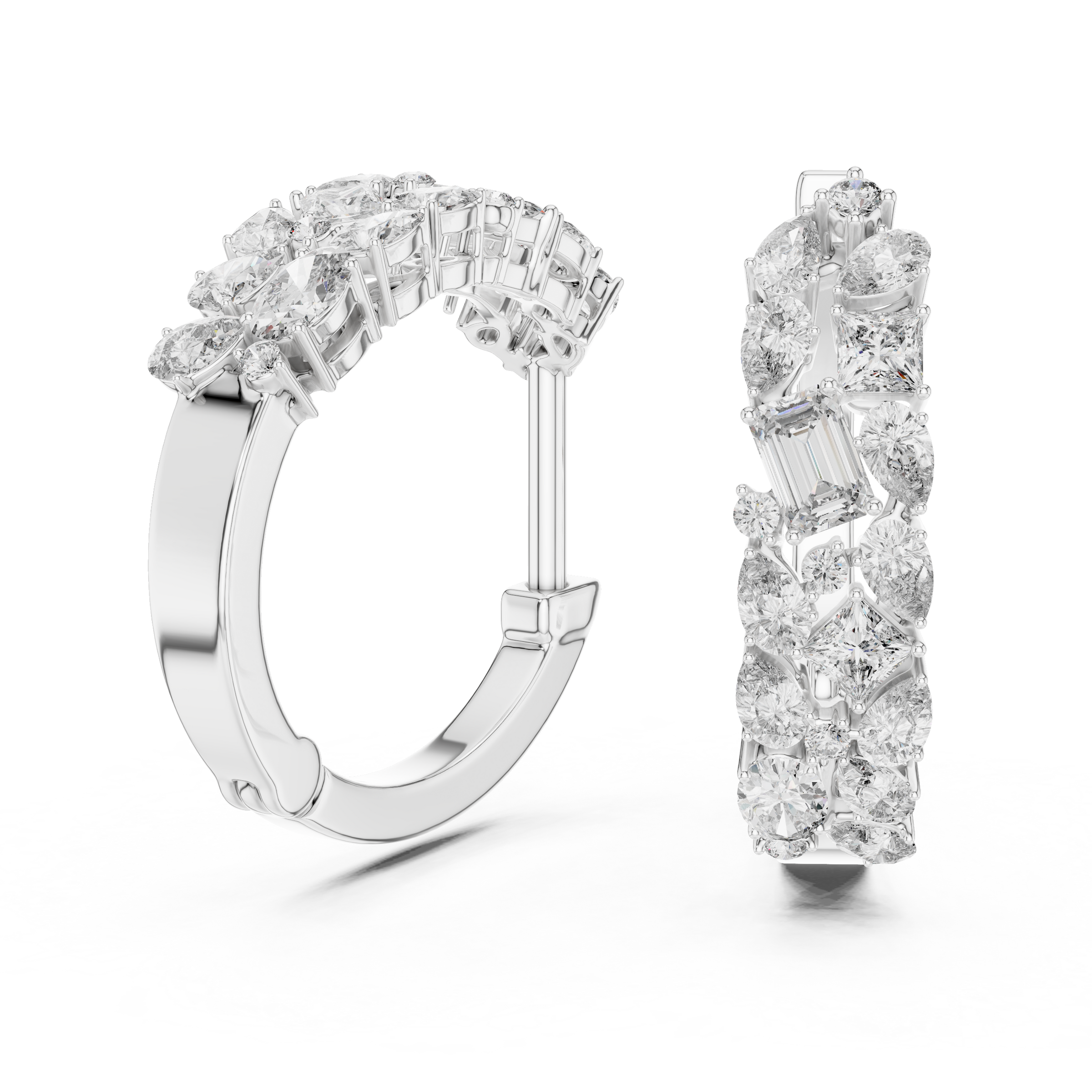 Multi Shape Lab Grown Diamond Hoop Earrings in 18K Gold