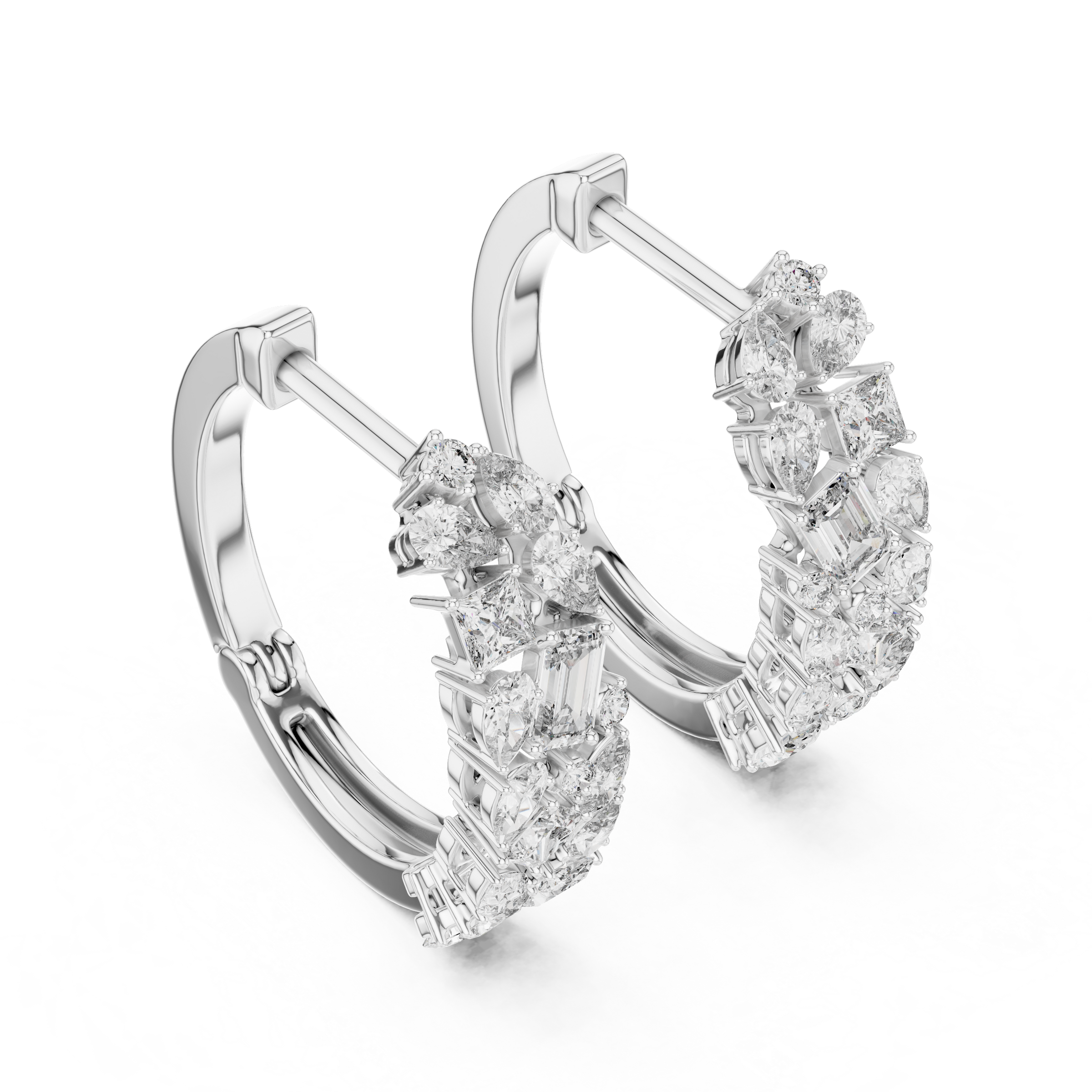 Multi Shape Lab Grown Diamond Hoop Earrings in 18K Gold