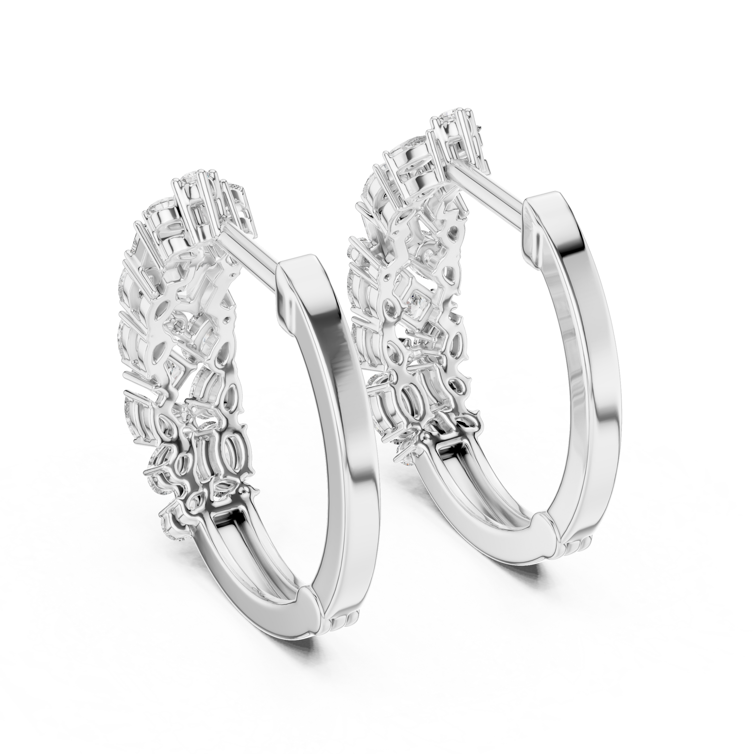 Multi Shape Lab Grown Diamond Hoop Earrings in 18K Gold